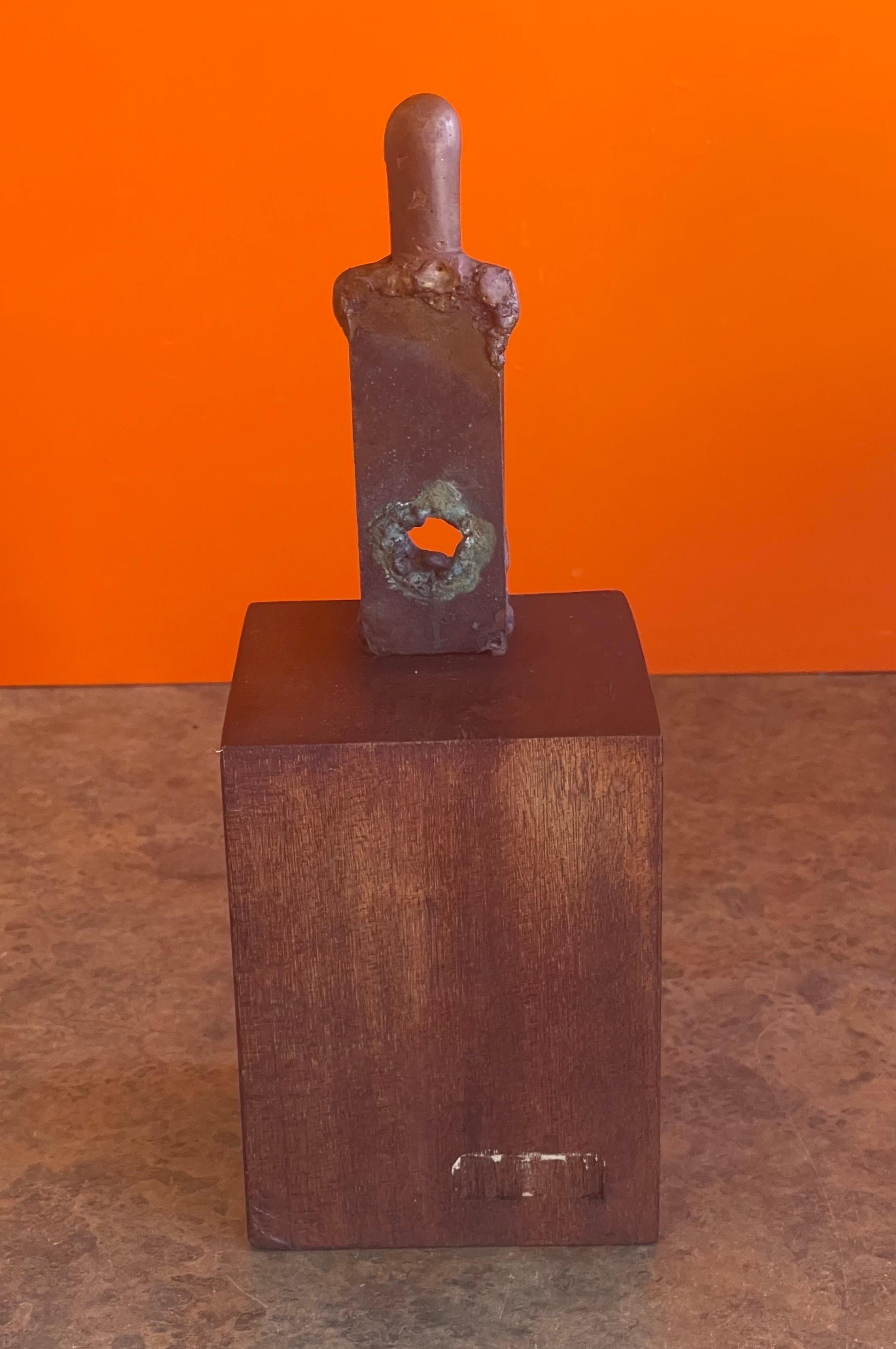 Mid-Century Figural Sculpture on Walnut Base Entitled 