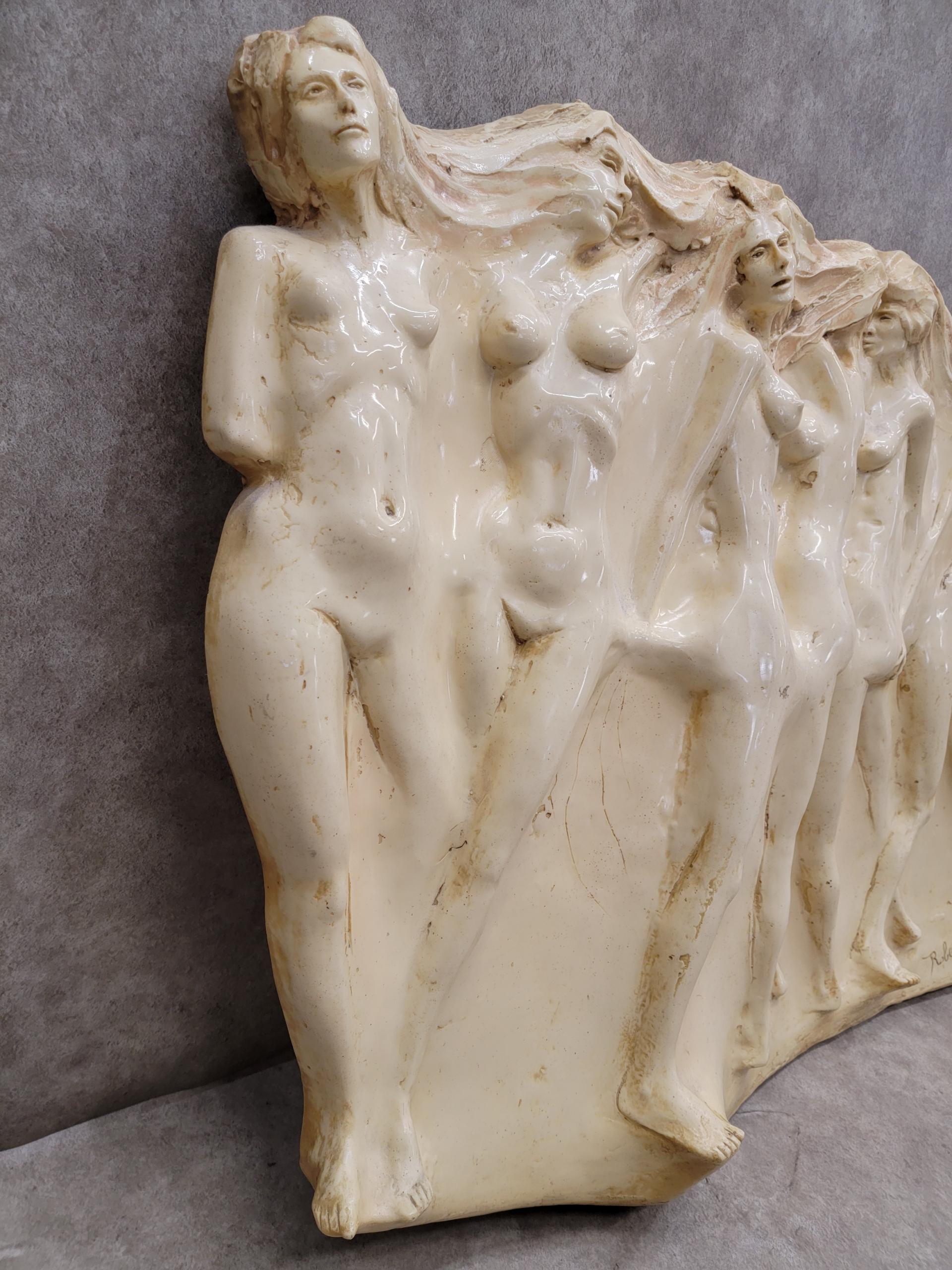 Art mural figuratif du milieu du siècle dernier attribué au style sarcophage romain/grec Farnèse Bon état - En vente à Chicago, IL
