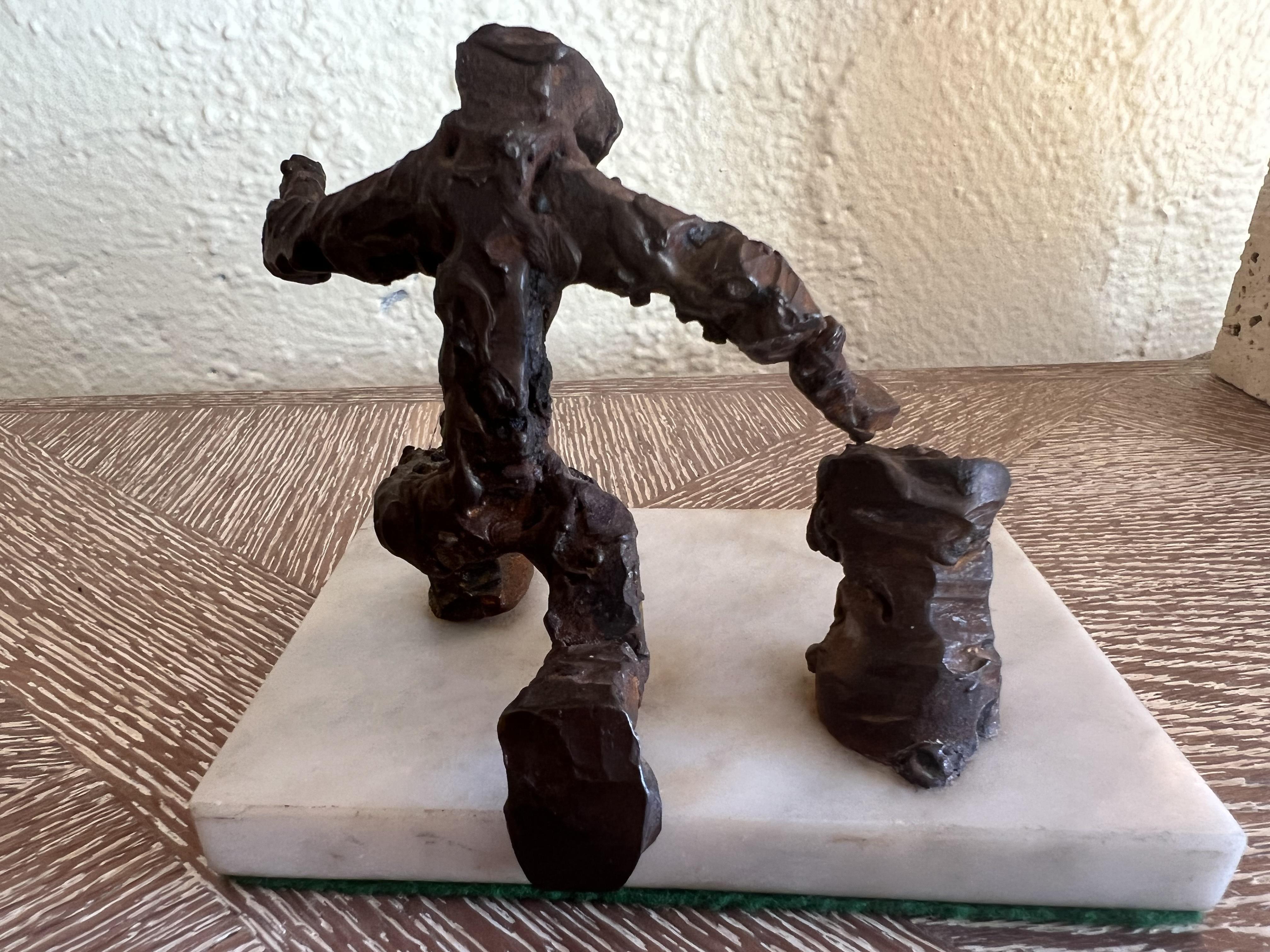 Cast Mid-Century Figurative Brutalist Bronze Sculpture For Sale