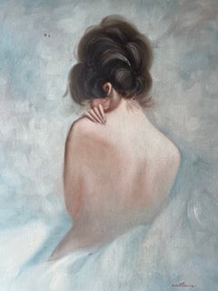 Mid-Century Figurative Oil Painting of Female Nude, Signed Williams