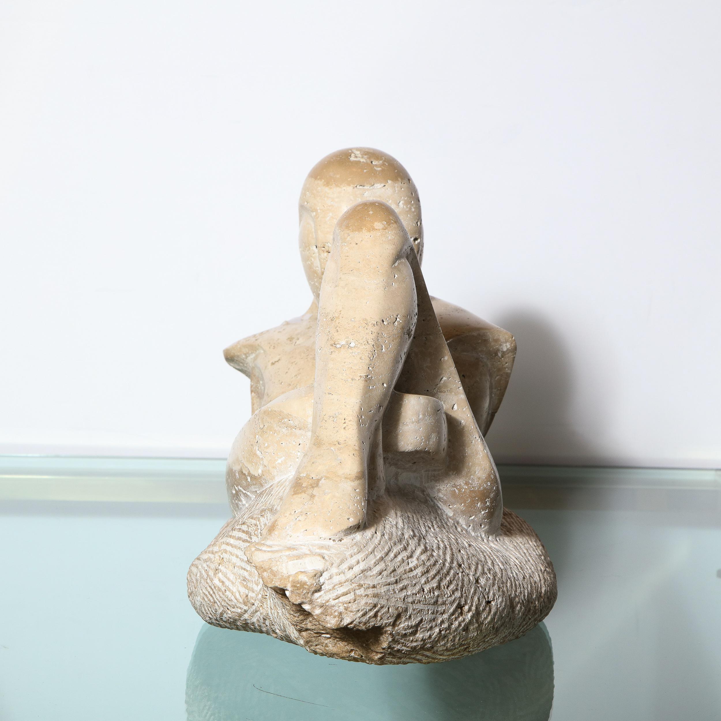 Mid Century Figurative Travertine Sculpture Signed Constantina Iconomopulos 3