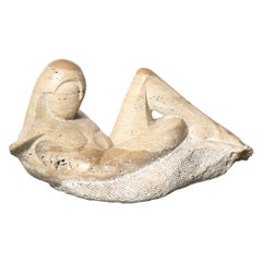Mid Century Figurative Travertine Sculpture Signed Constantina Iconomopulos