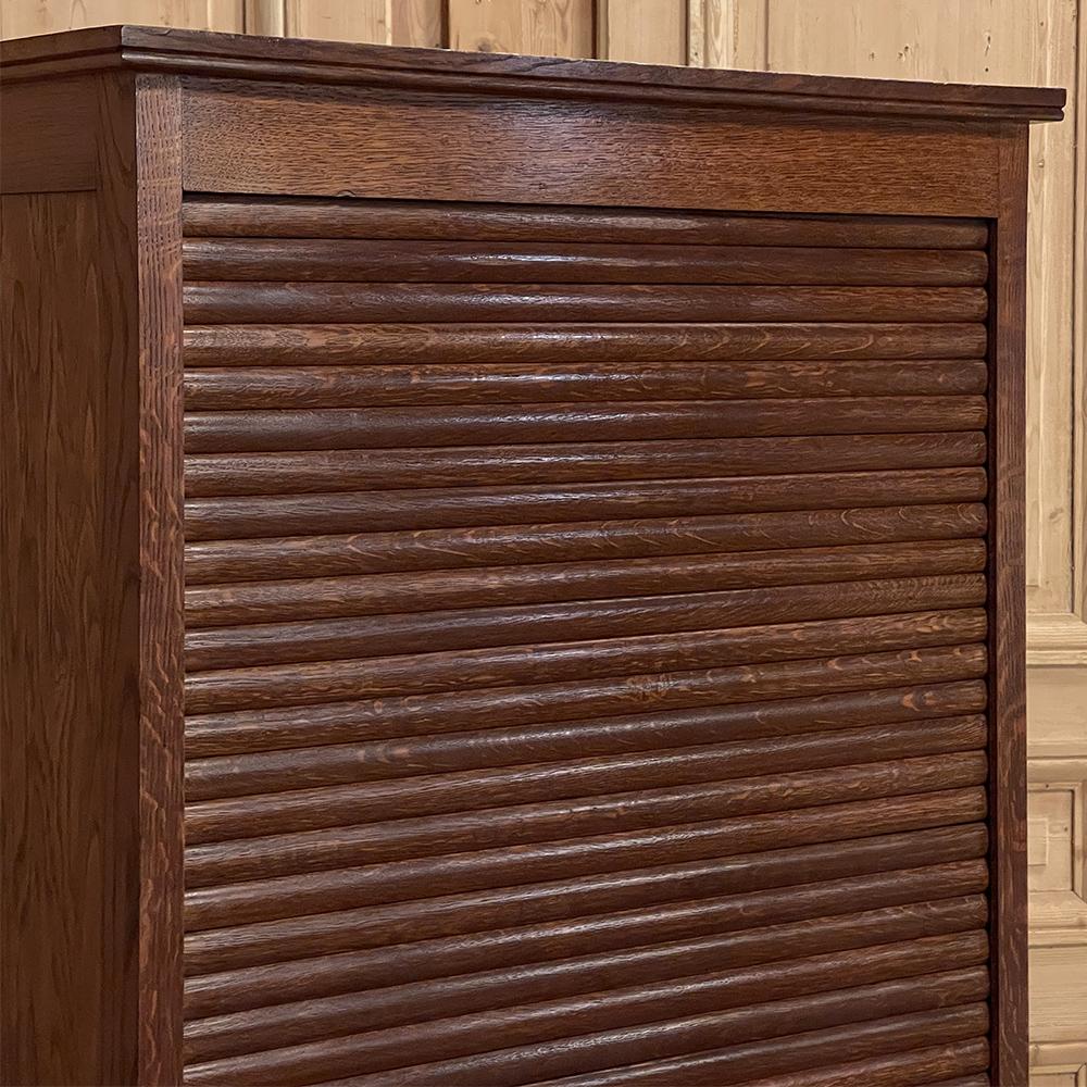 Brass Mid-Century File Cabinet with Roll-Up Tambour Door