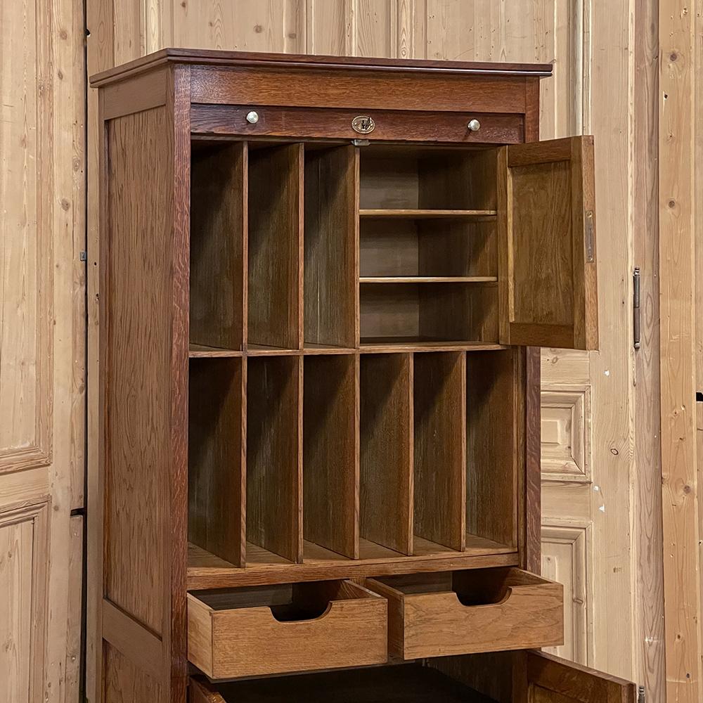 Hand-Crafted Mid-Century File Cabinet with Roll-Up Tambour Door