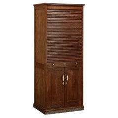 Mid-Century File Cabinet with Roll-Up Tambour Door