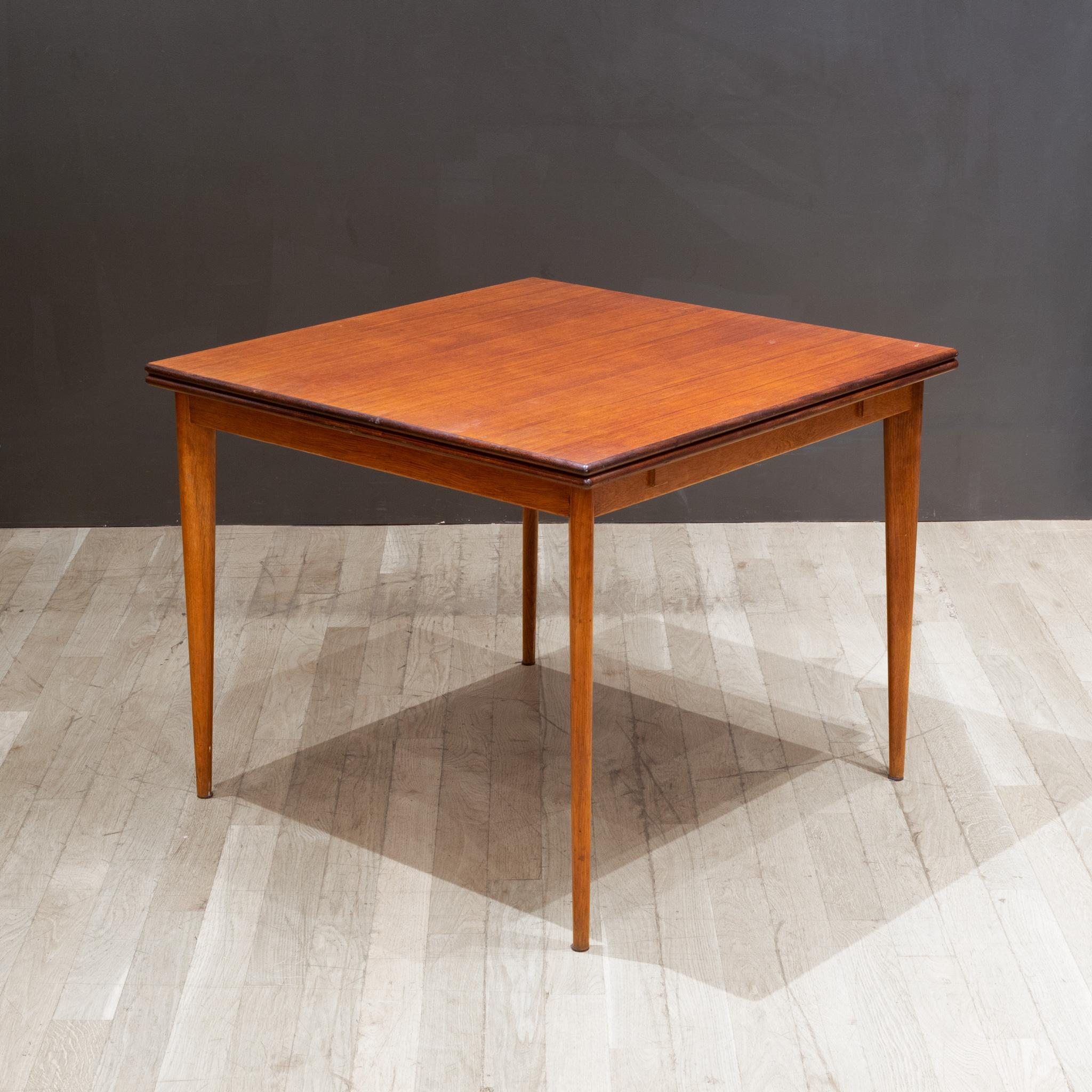 Brass Midcentury Filp Top Teak Dining Table C.Irca 1960