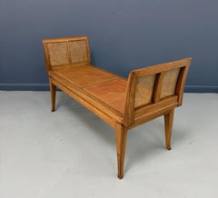 Mid-Century Fine Arts Furniture Cane Bench in Blond Mahogany