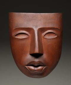 Mid Century Finely Carved North West Coast Carved Wood Mask Expressive Face
