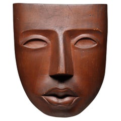Mid Century Finely Carved North West Coast Carved Wood Mask Expressive Face