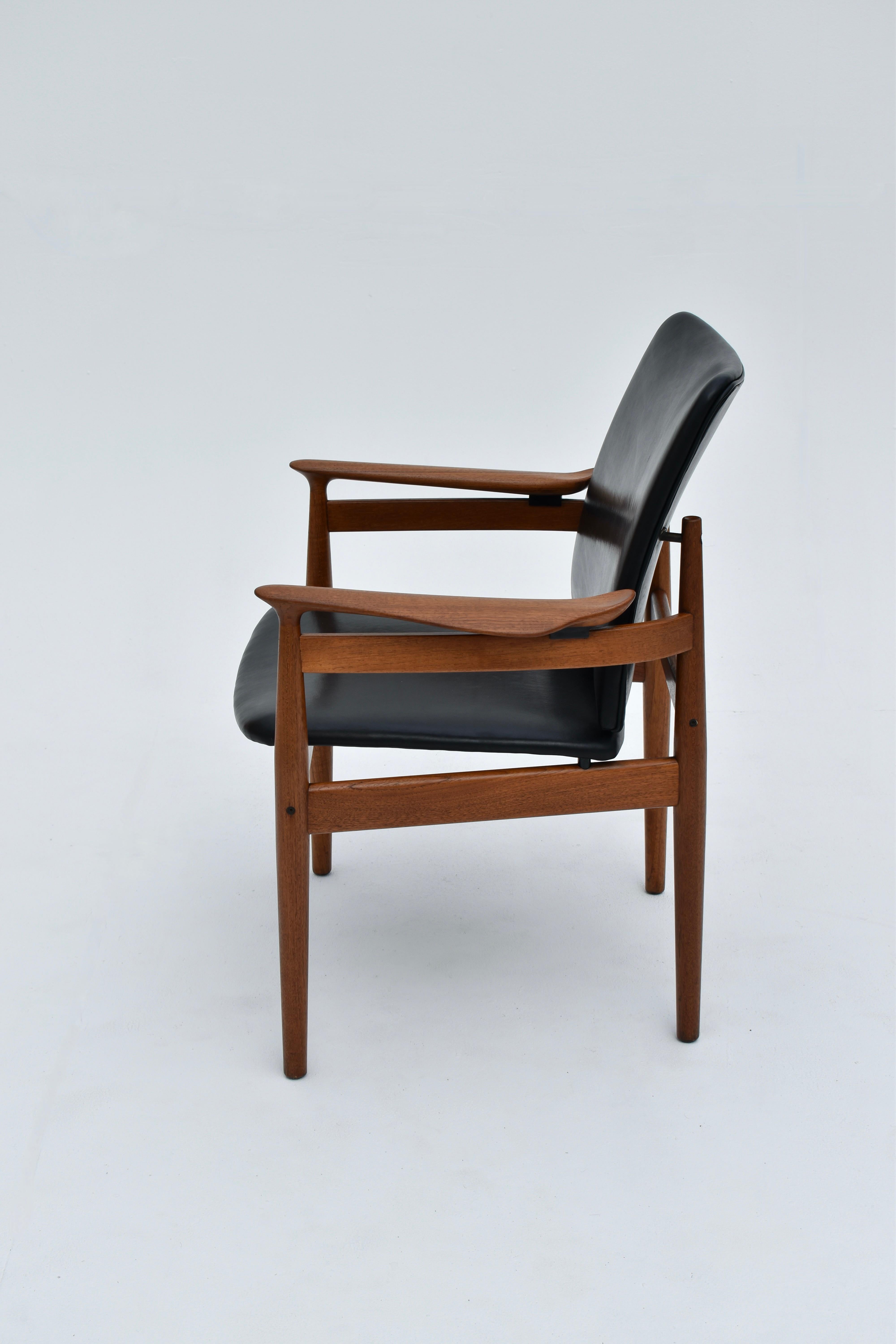 Mid Century Finn Juhl Model 192 Teak & Leather Chair For France & Son, Denmark 9