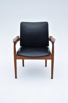 Mid Century Finn Juhl Model 192 Teak & Leather Chair For France & Son, Denmark