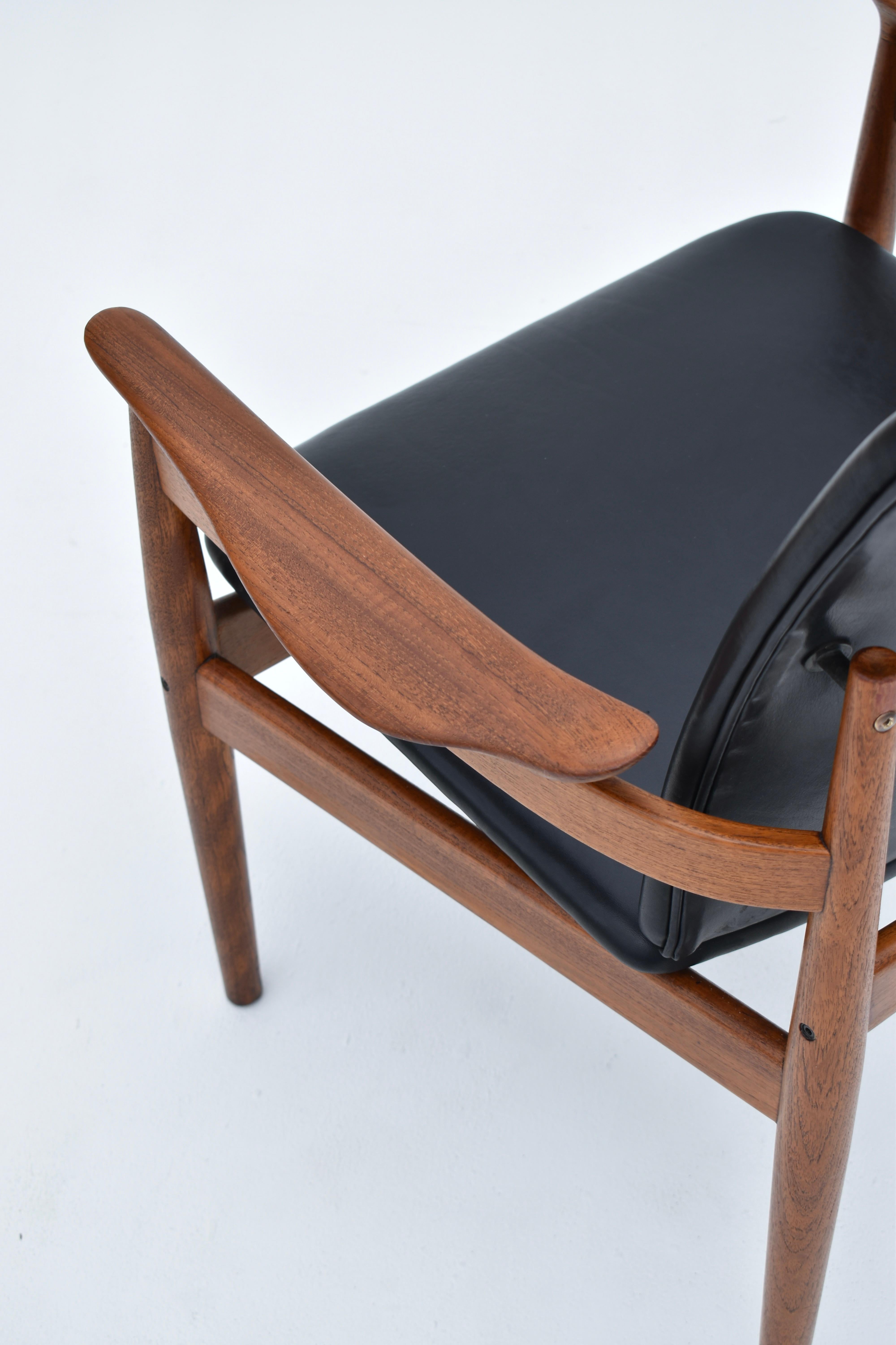 Danish Mid Century Finn Juhl Model 192 Teak & Leather Chair For France & Son, Denmark