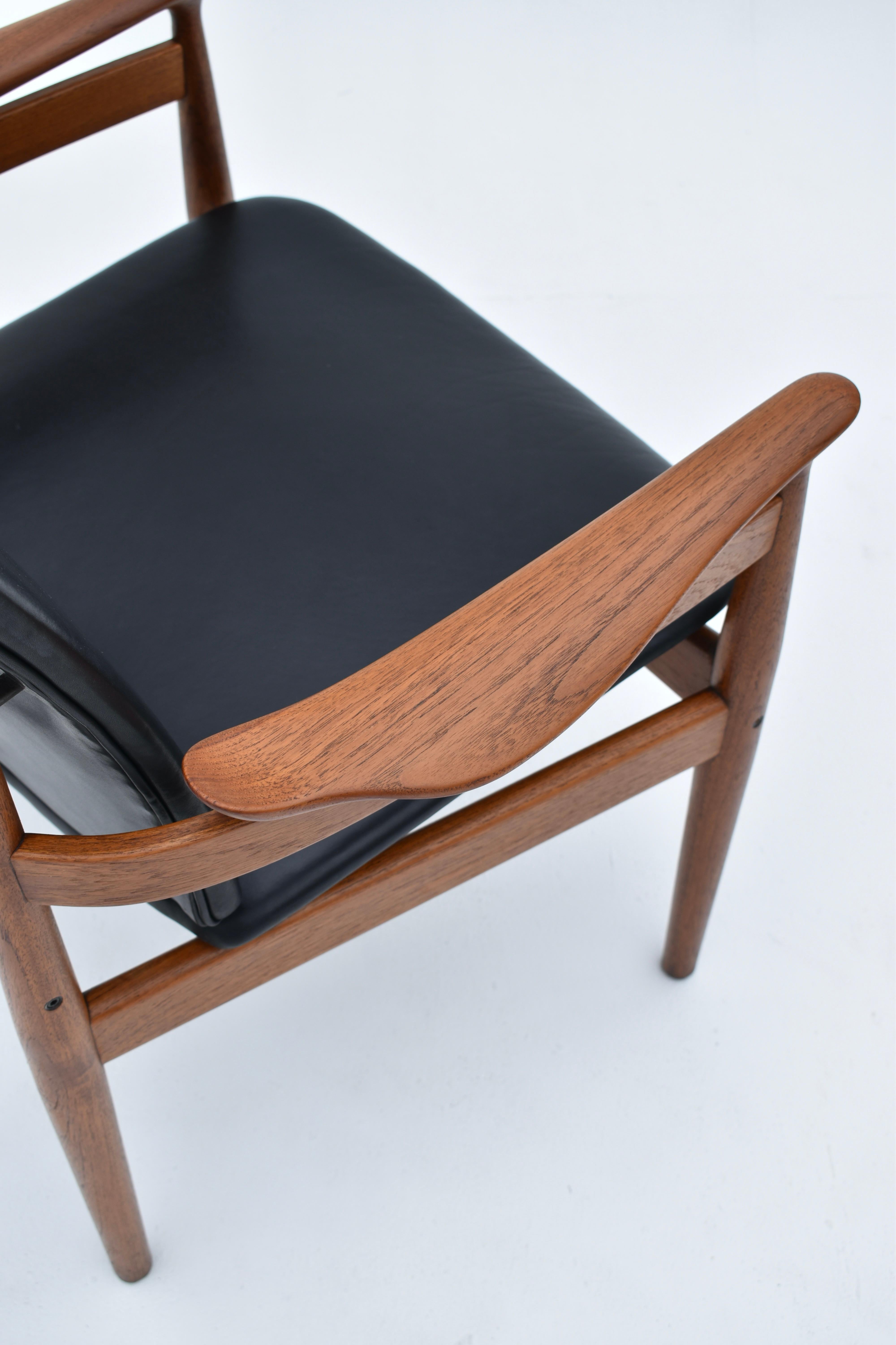 Mid Century Finn Juhl Model 192 Teak & Leather Chair For France & Son, Denmark 2
