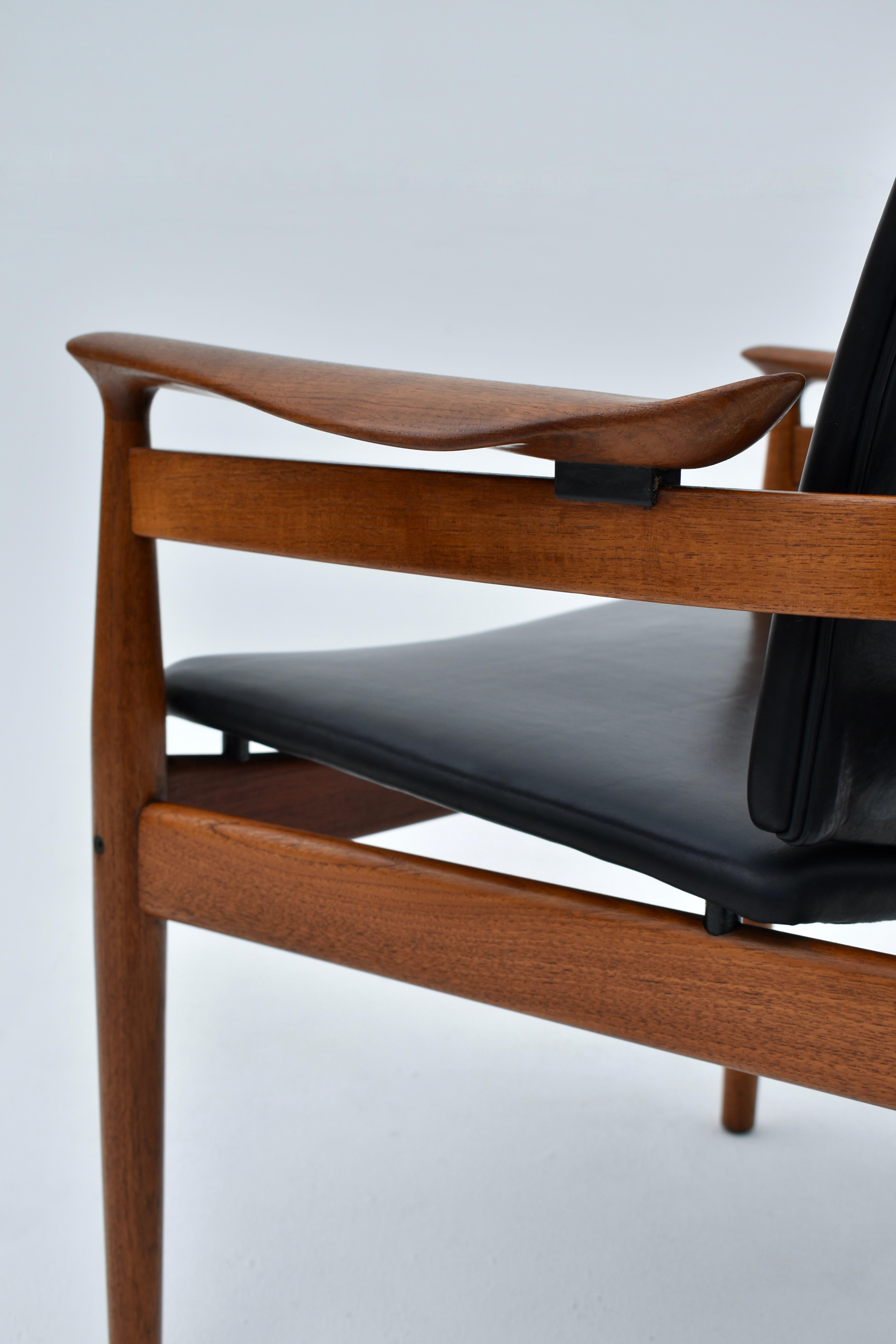Mid Century Finn Juhl Model 192 Teak & Leather Chair For France & Son, Denmark 2