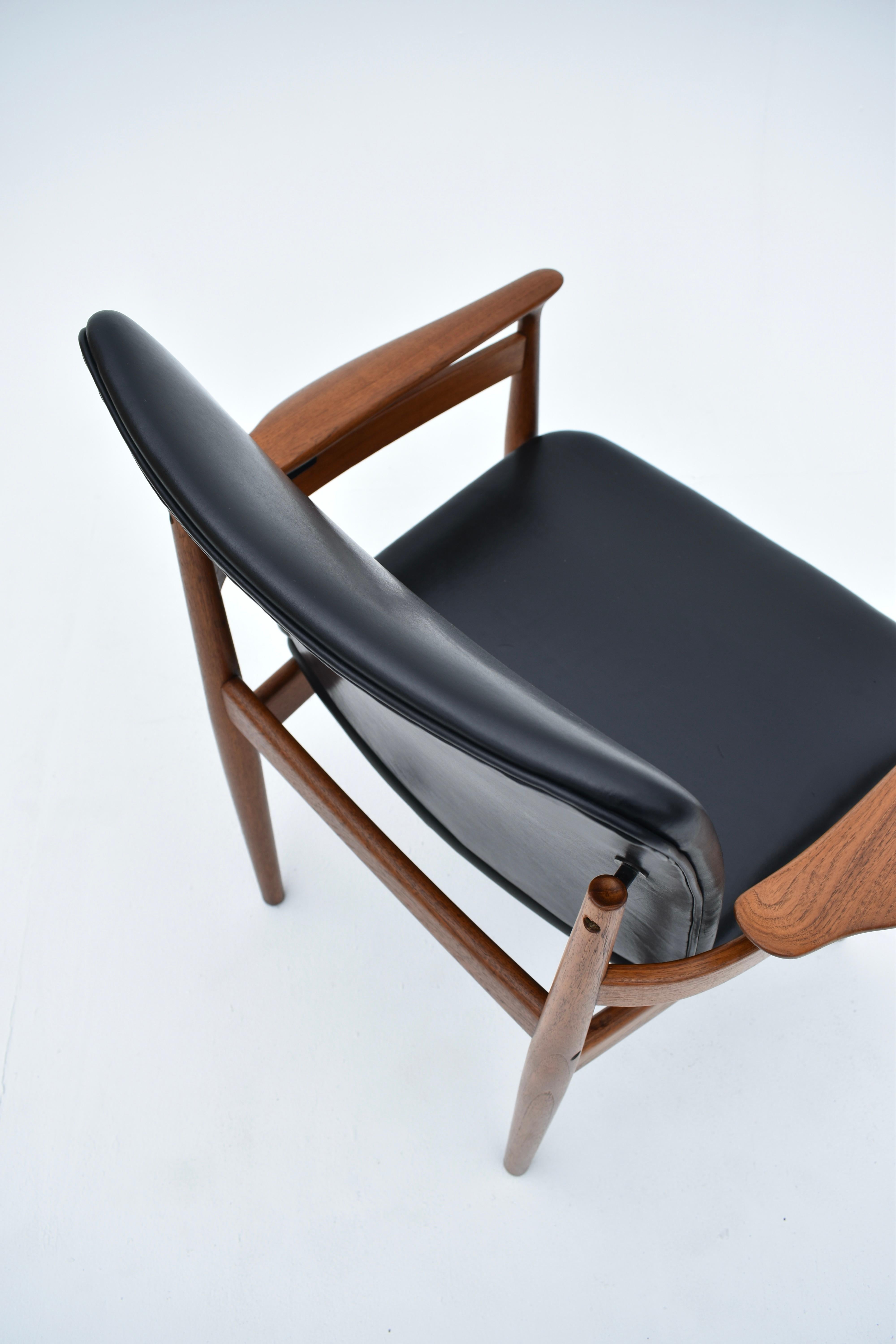 Mid Century Finn Juhl Model 192 Teak & Leather Chair For France & Son, Denmark 3