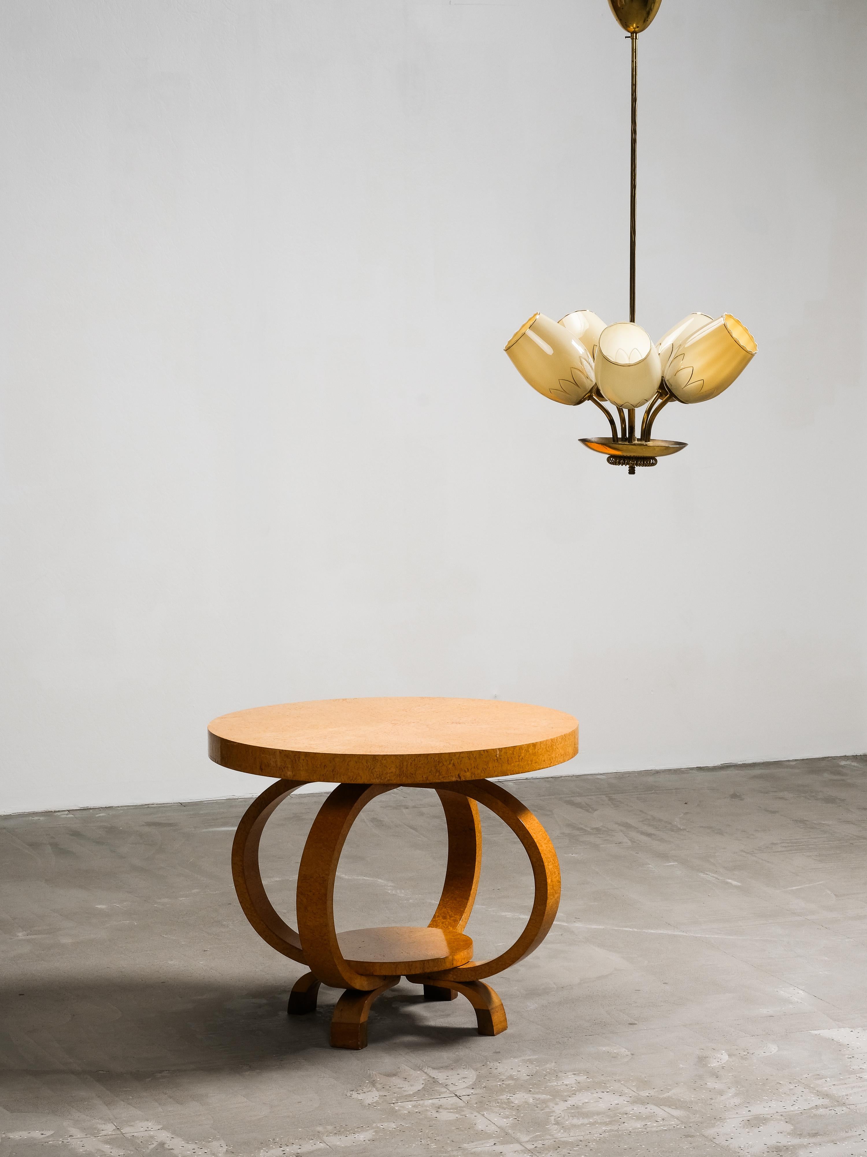 Lampadario finlandese di metà secolo in ottone e vetro di Sievä, anni '50 in vendita 11