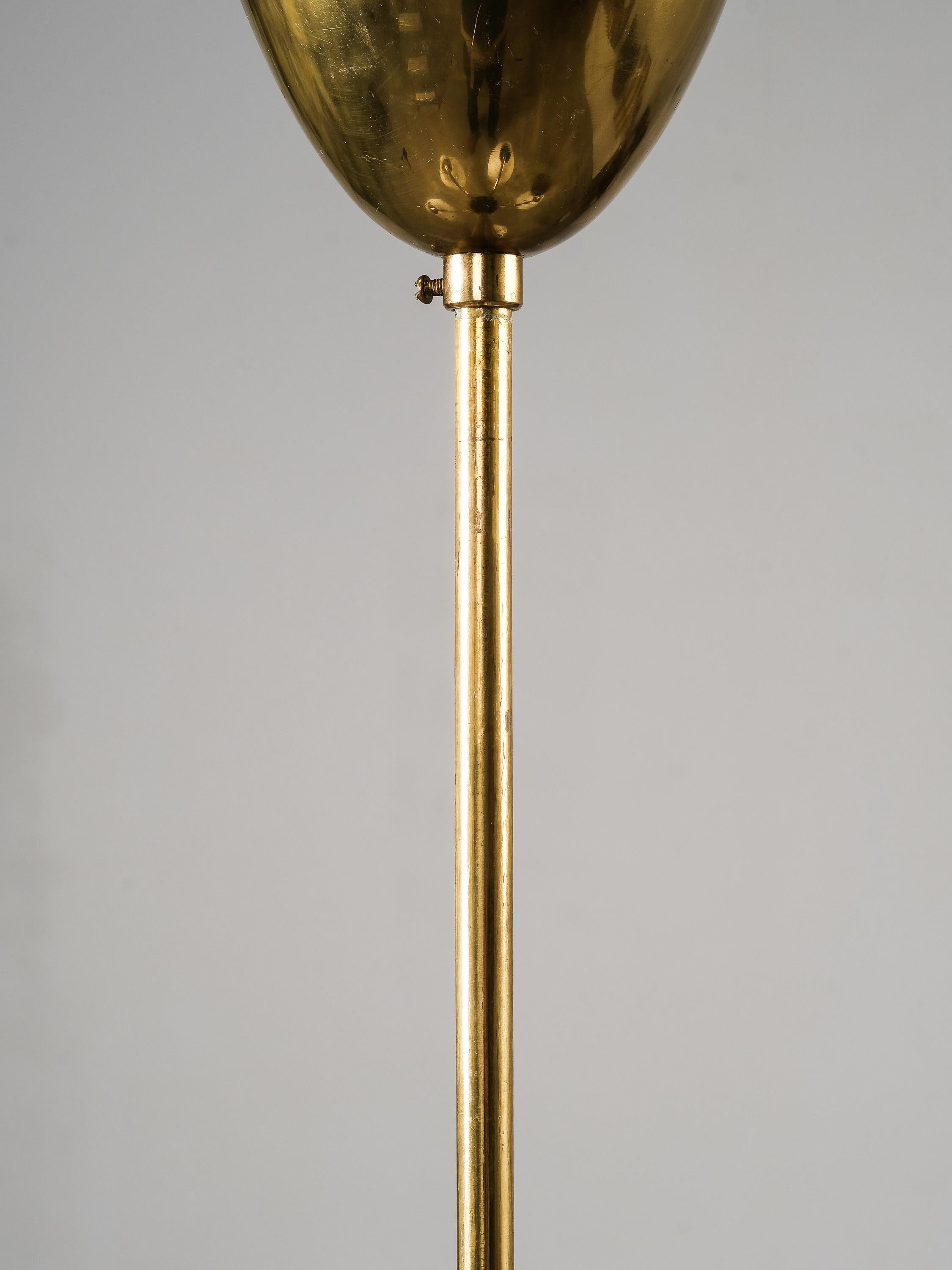 Mid-Century Finnish Chandelier in Brass and Glass, 1950s For Sale 12