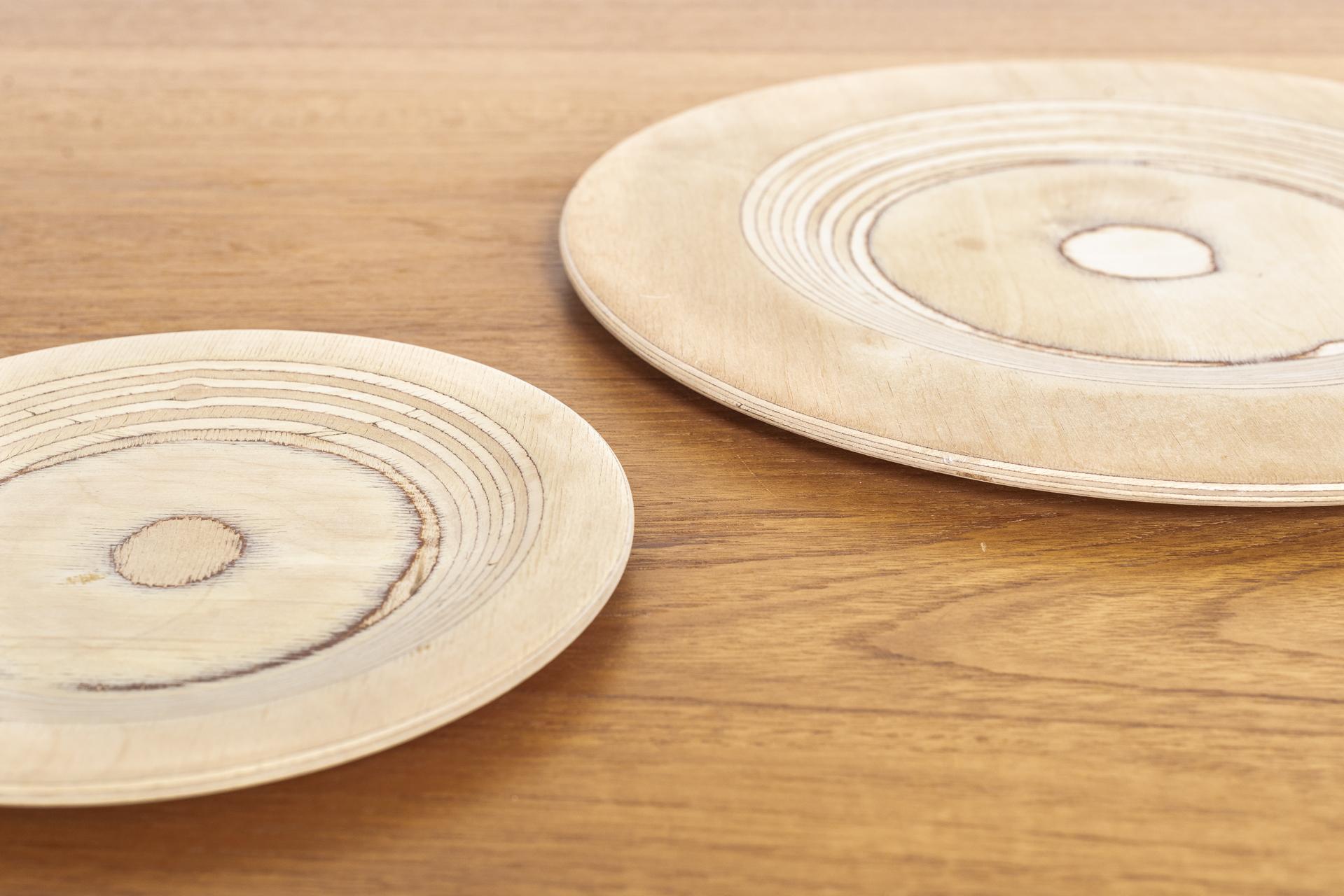 Birch Midcentury Finnish Modern Wooden Plates by Saarinen for Keuruu