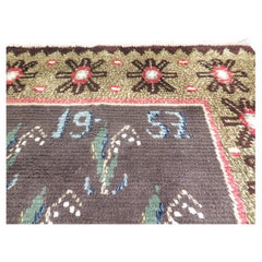 Mid-Century Finnish 'Ryijy' Accent Rug, dated 1957