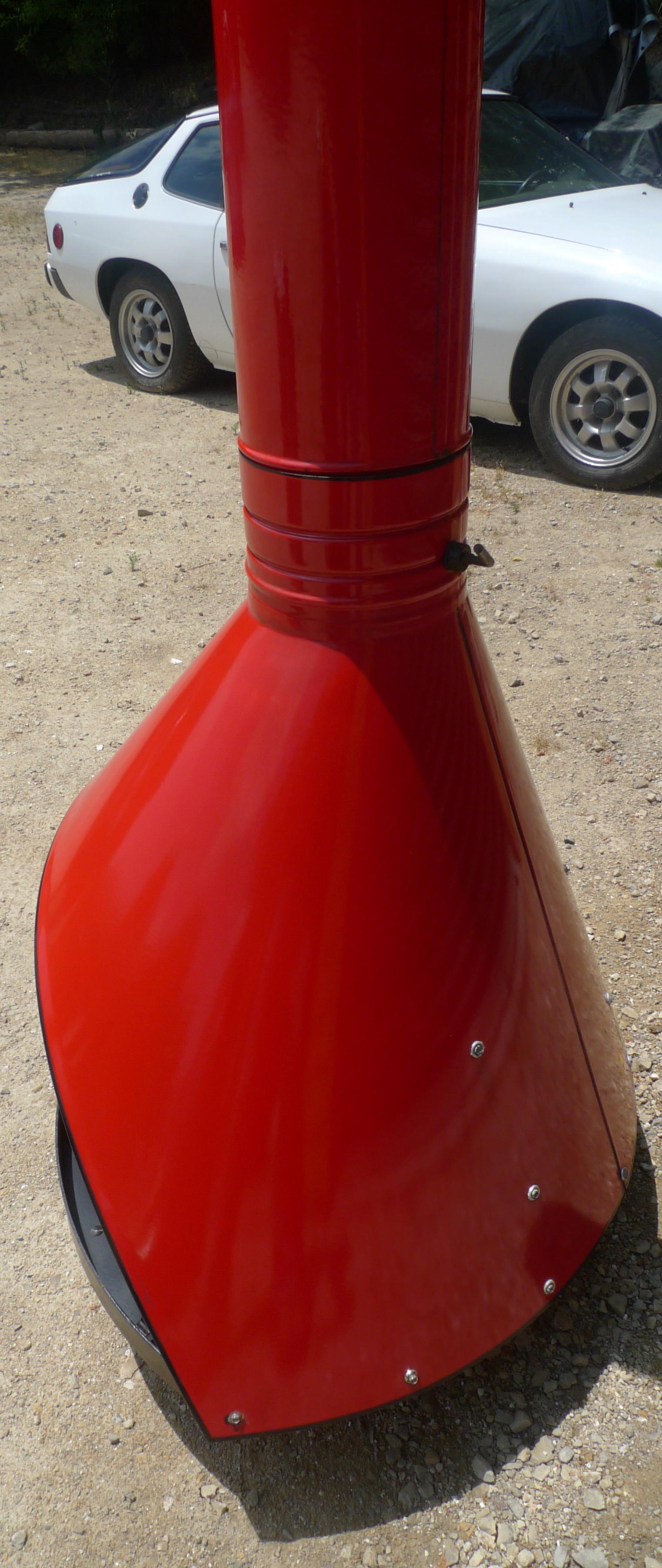 Kamin aus der Mitte des Jahrhunderts, freistehender, Preway Mfg, Holz oder Gas, hellrote Farbe (Moderne der Mitte des Jahrhunderts) im Angebot