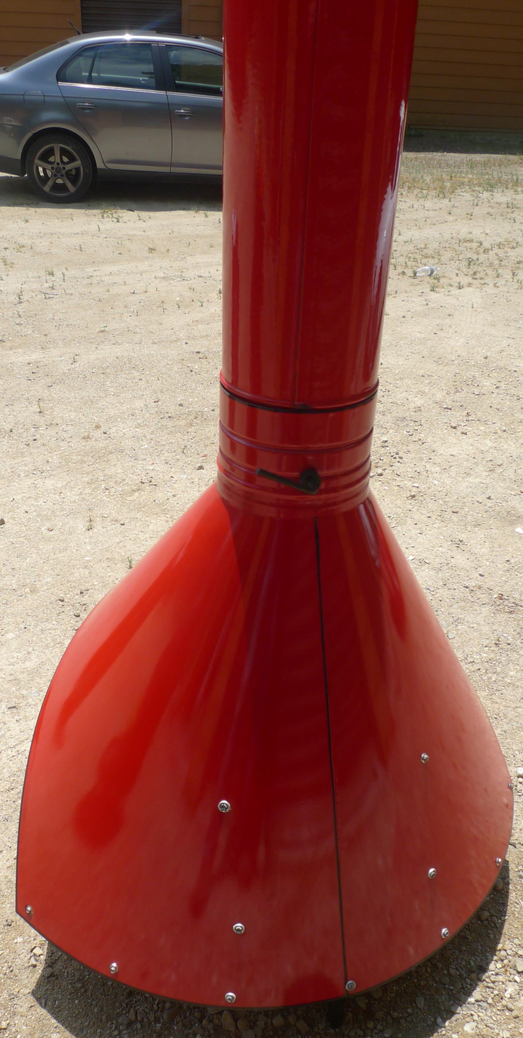 Kamin aus der Mitte des Jahrhunderts, freistehender, Preway Mfg, Holz oder Gas, hellrote Farbe (amerikanisch) im Angebot