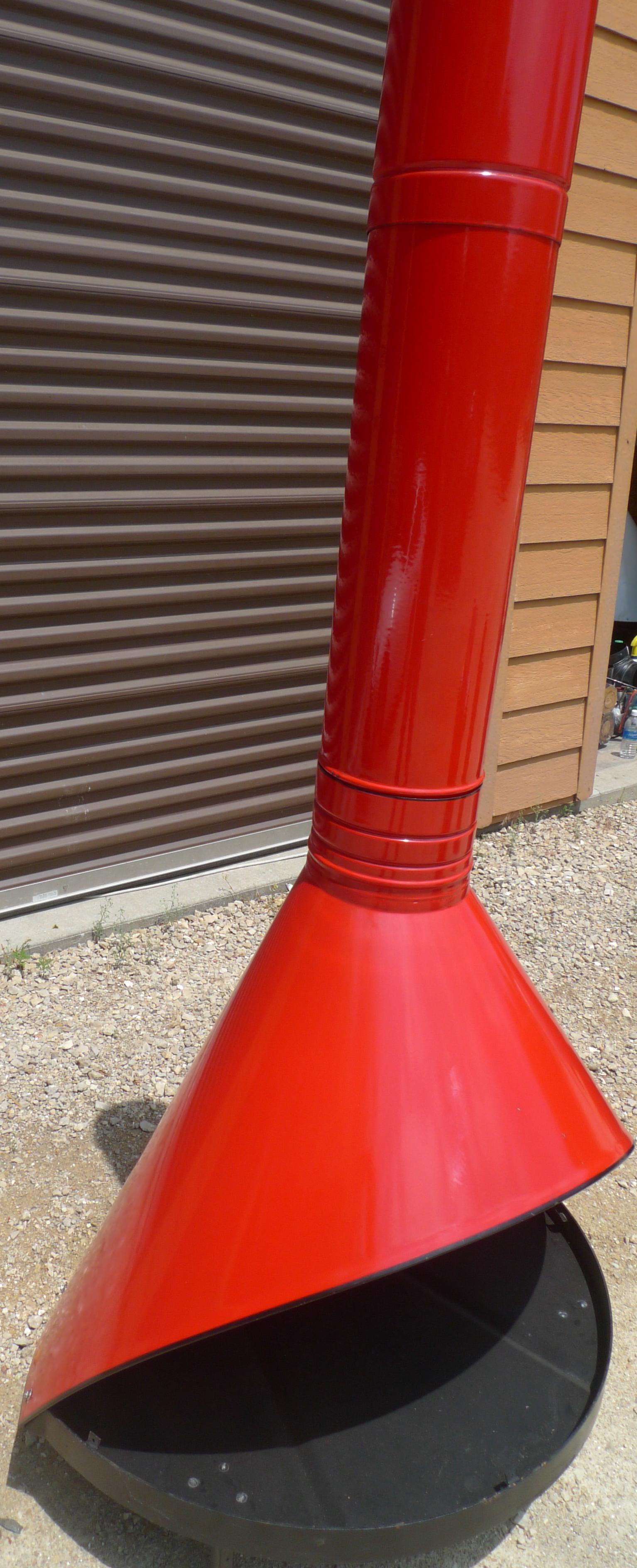 Kamin aus der Mitte des Jahrhunderts, freistehender, Preway Mfg, Holz oder Gas, hellrote Farbe im Zustand „Gut“ im Angebot in Madison, WI