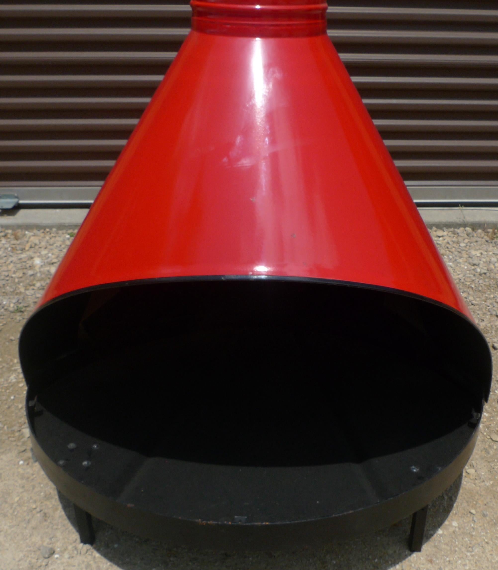 Kamin aus der Mitte des Jahrhunderts, freistehender, Preway Mfg, Holz oder Gas, hellrote Farbe (20. Jahrhundert) im Angebot