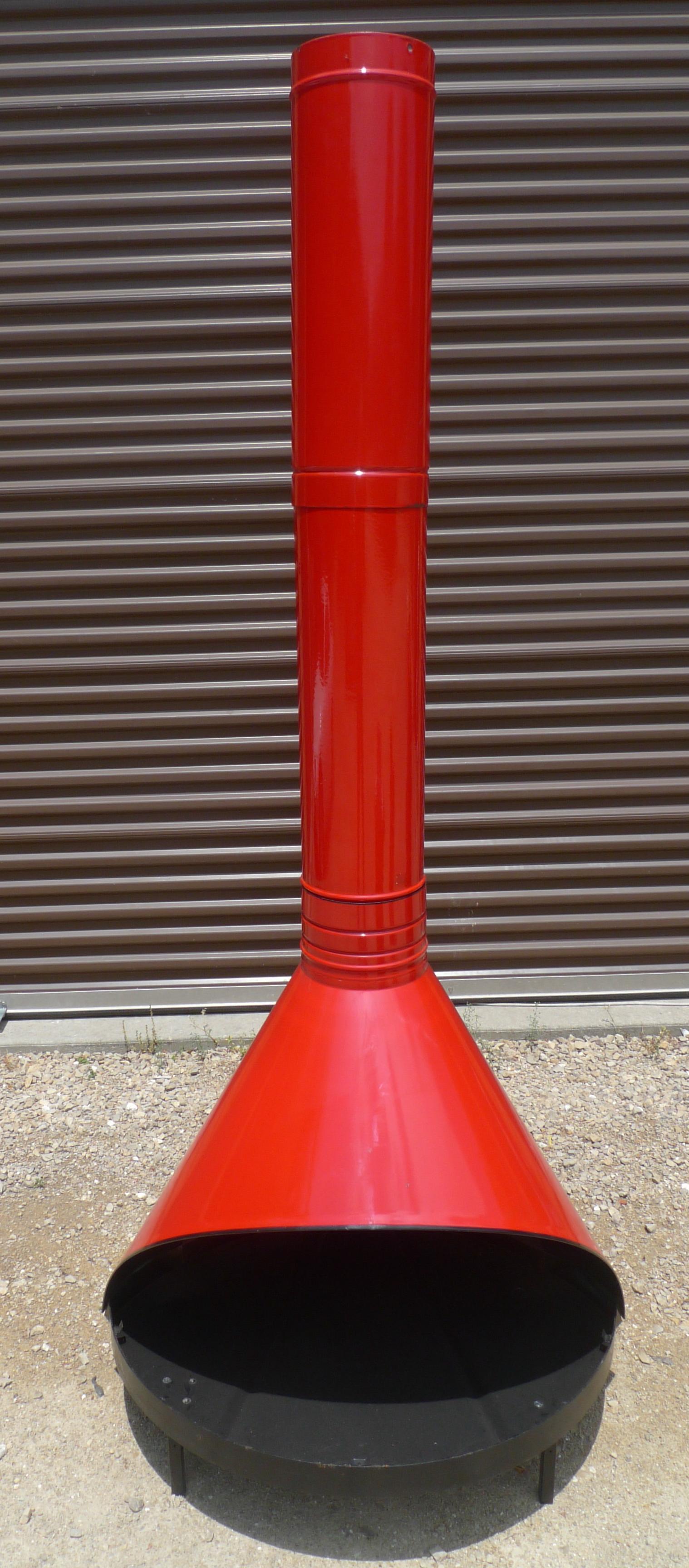 Kamin aus der Mitte des Jahrhunderts, freistehender, Preway Mfg, Holz oder Gas, hellrote Farbe (Emaille) im Angebot