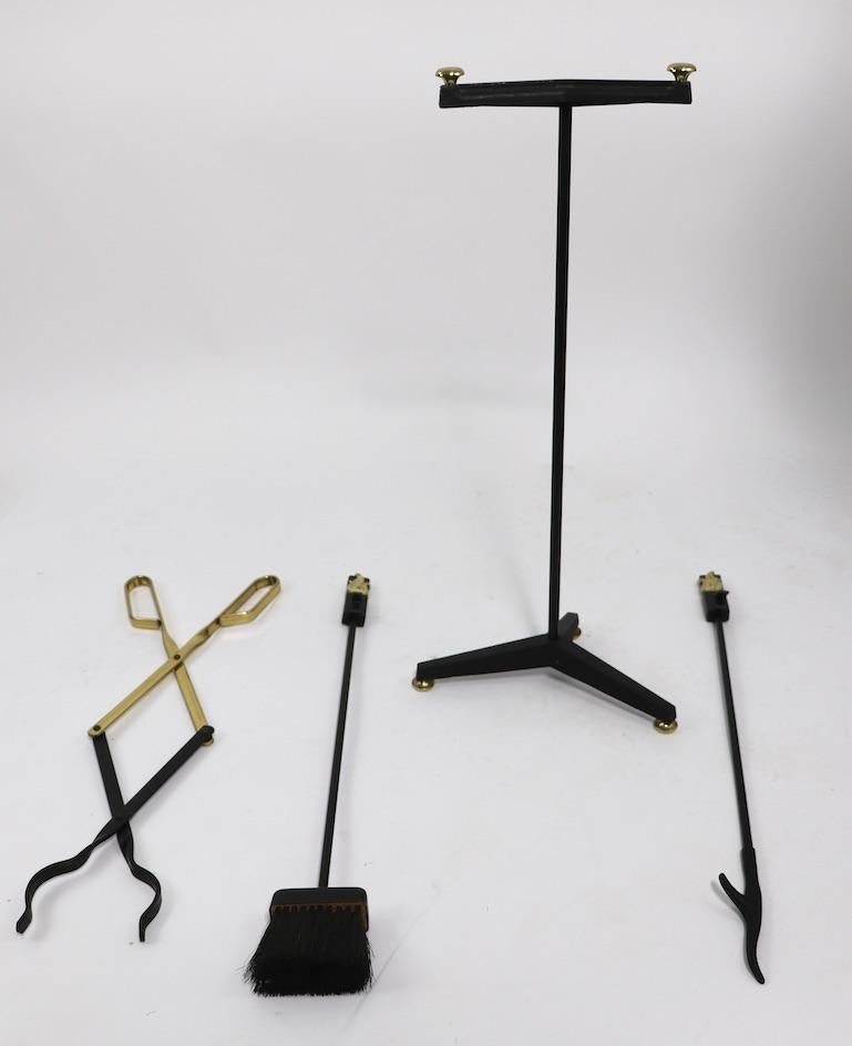 Brass Mid Century  Fireplace Tool Set by Bennett Attributed to Deskey For Sale