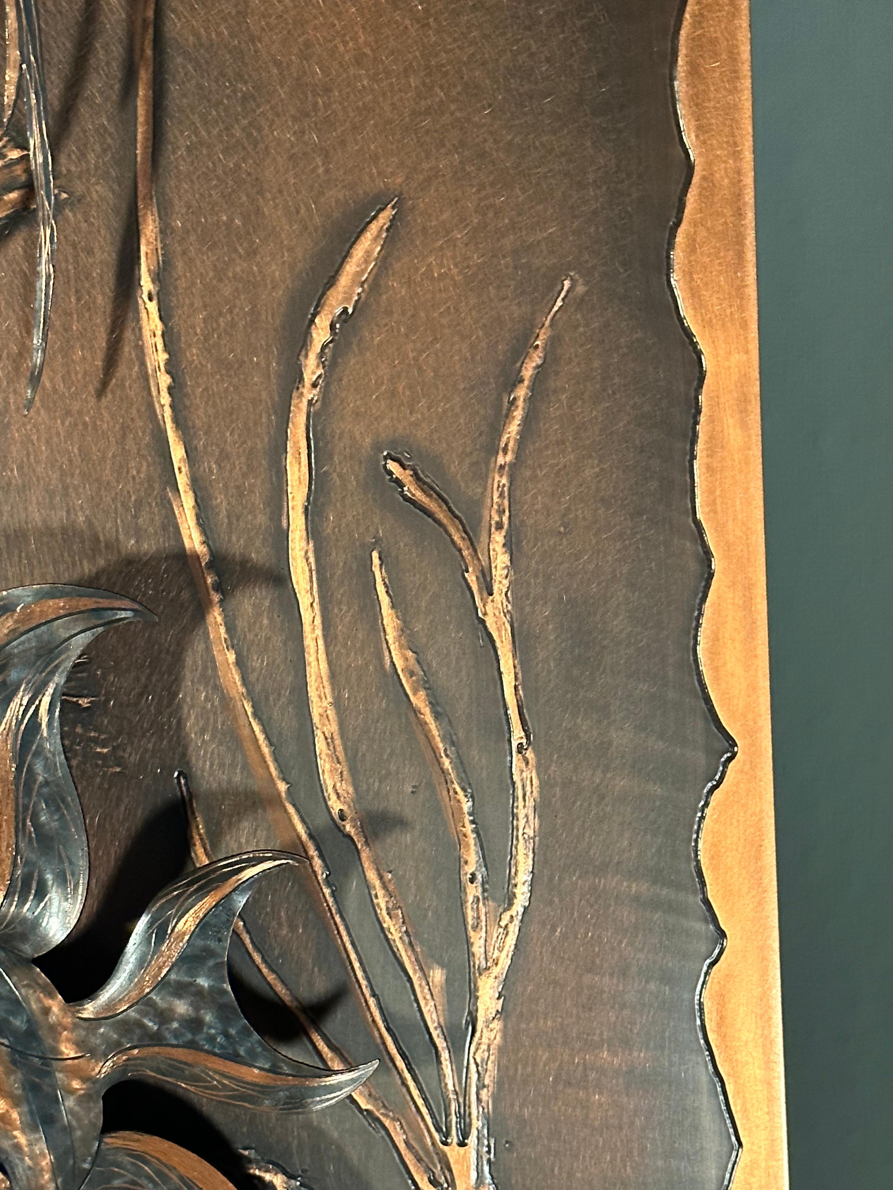 Mid-Century Fisch-Kupfer-Wanddekorationstafel-Bilderskulptur mit Fischmotiv, 1960er Jahre im Angebot 10