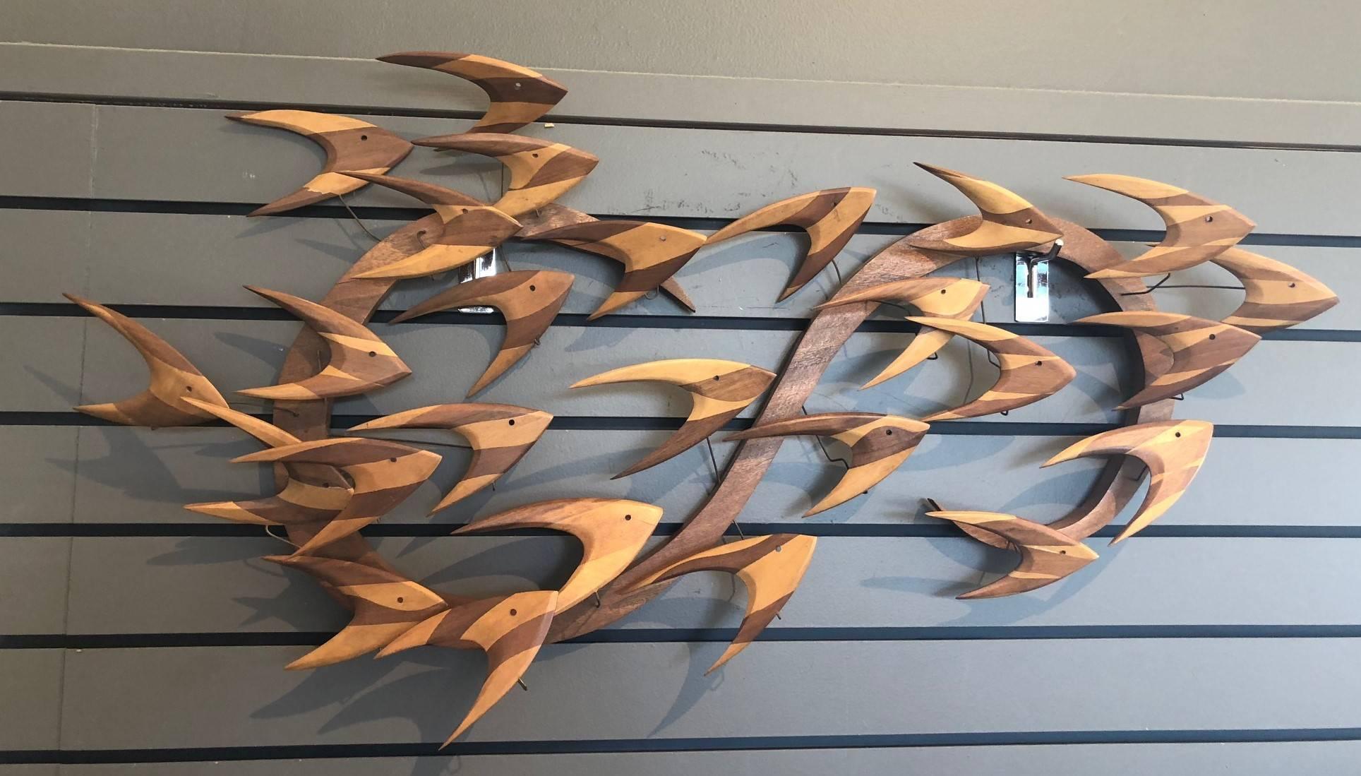 Mid-Century Modern Midcentury Fish School Wall Sculpture
