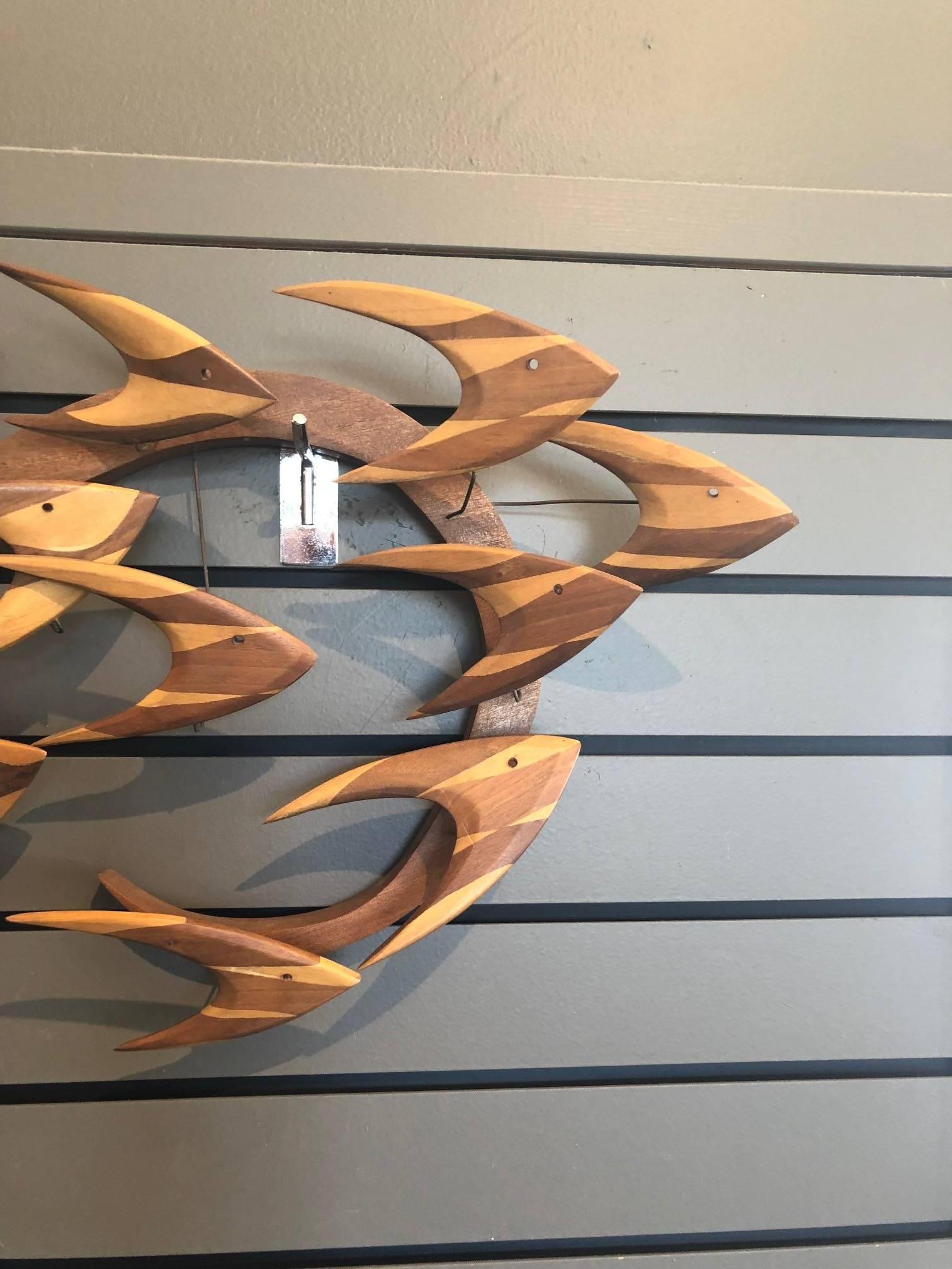 20th Century Midcentury Fish School Wall Sculpture