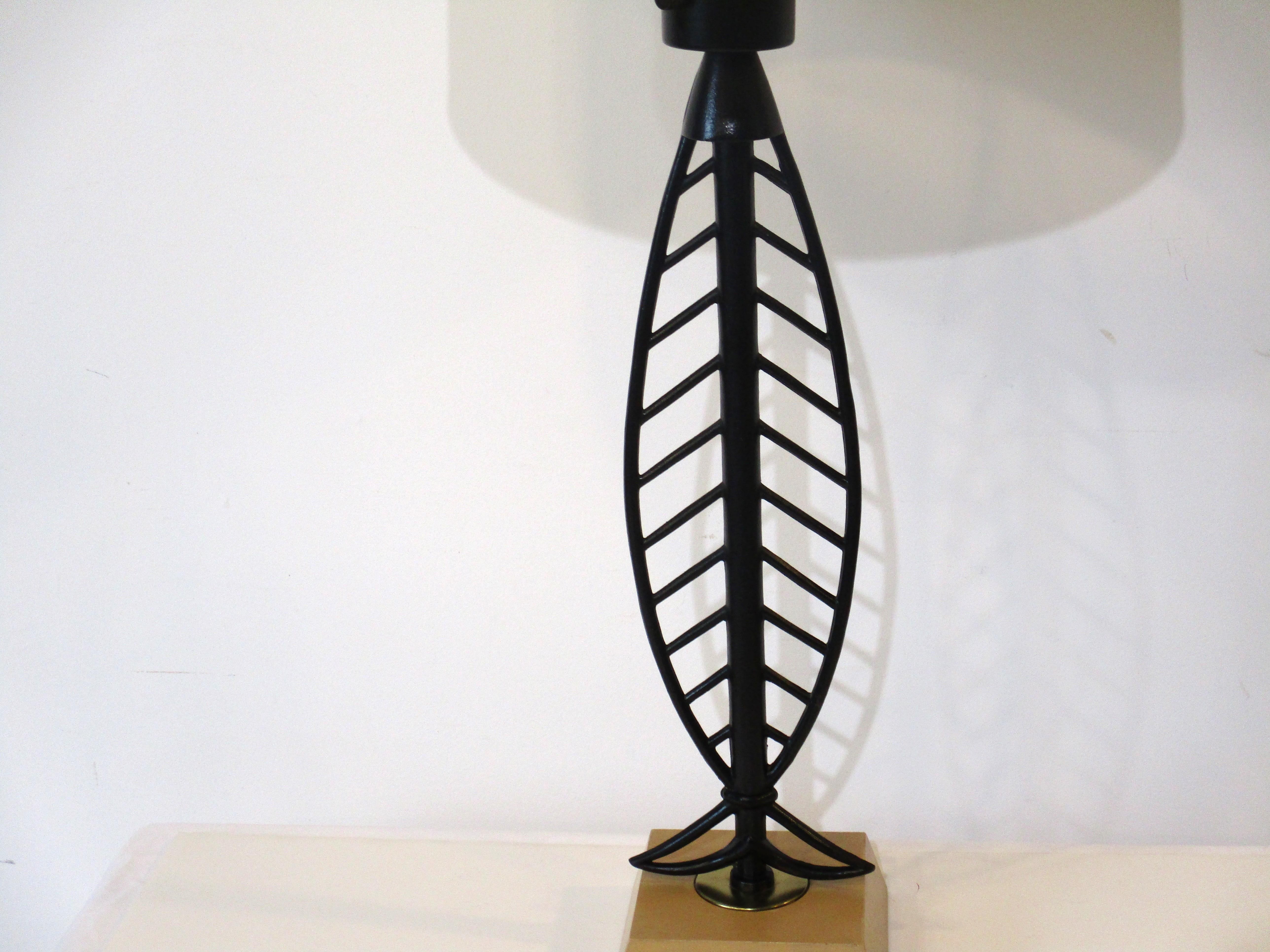 Mid-Century Modern Mid Century Iron Fish Styled Table Lamp in the Style of Weinberg / Heifetz For Sale