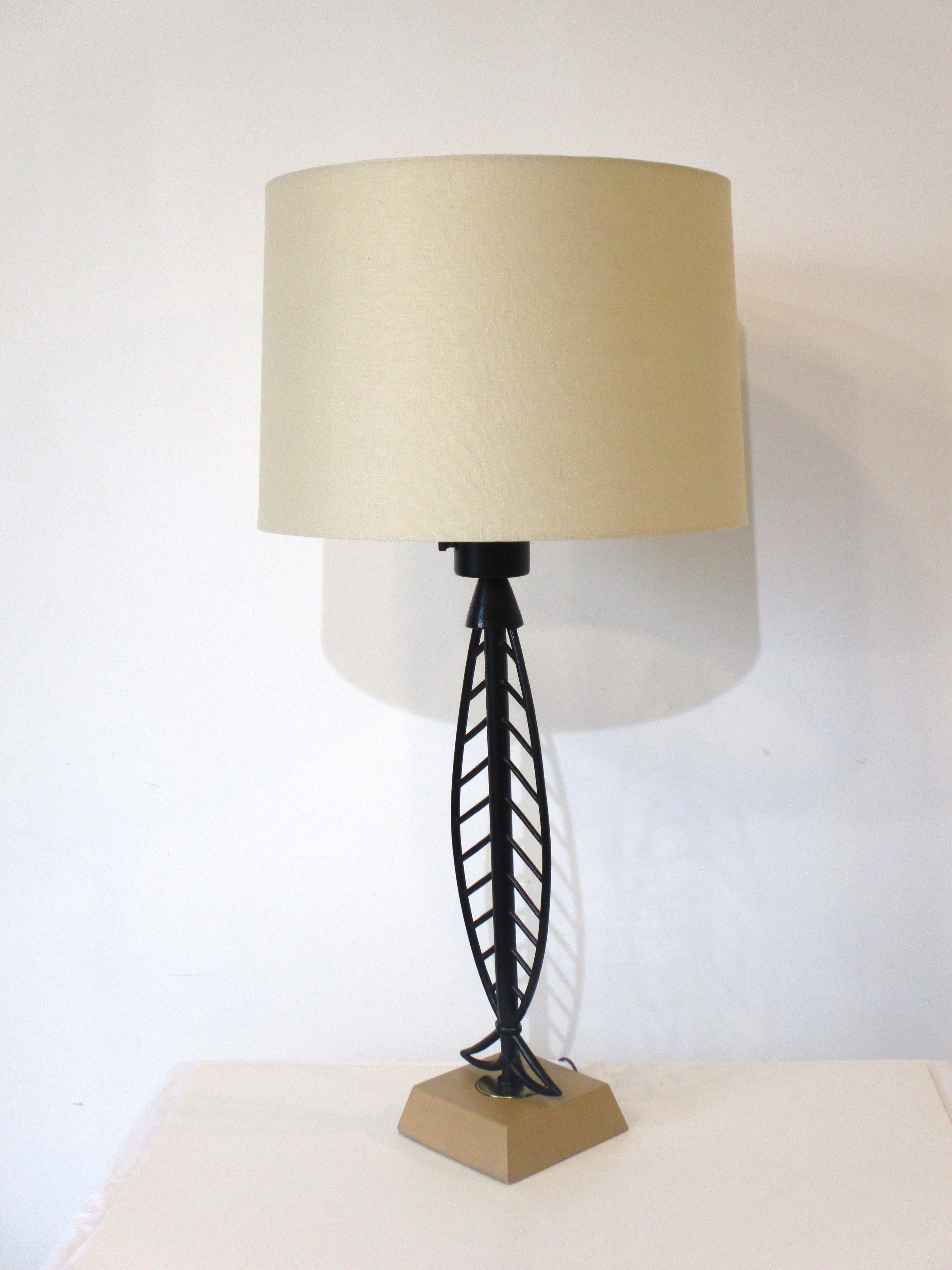 Mid Century Iron Fish Styled Table Lamp in the Style of Weinberg / Heifetz For Sale 1