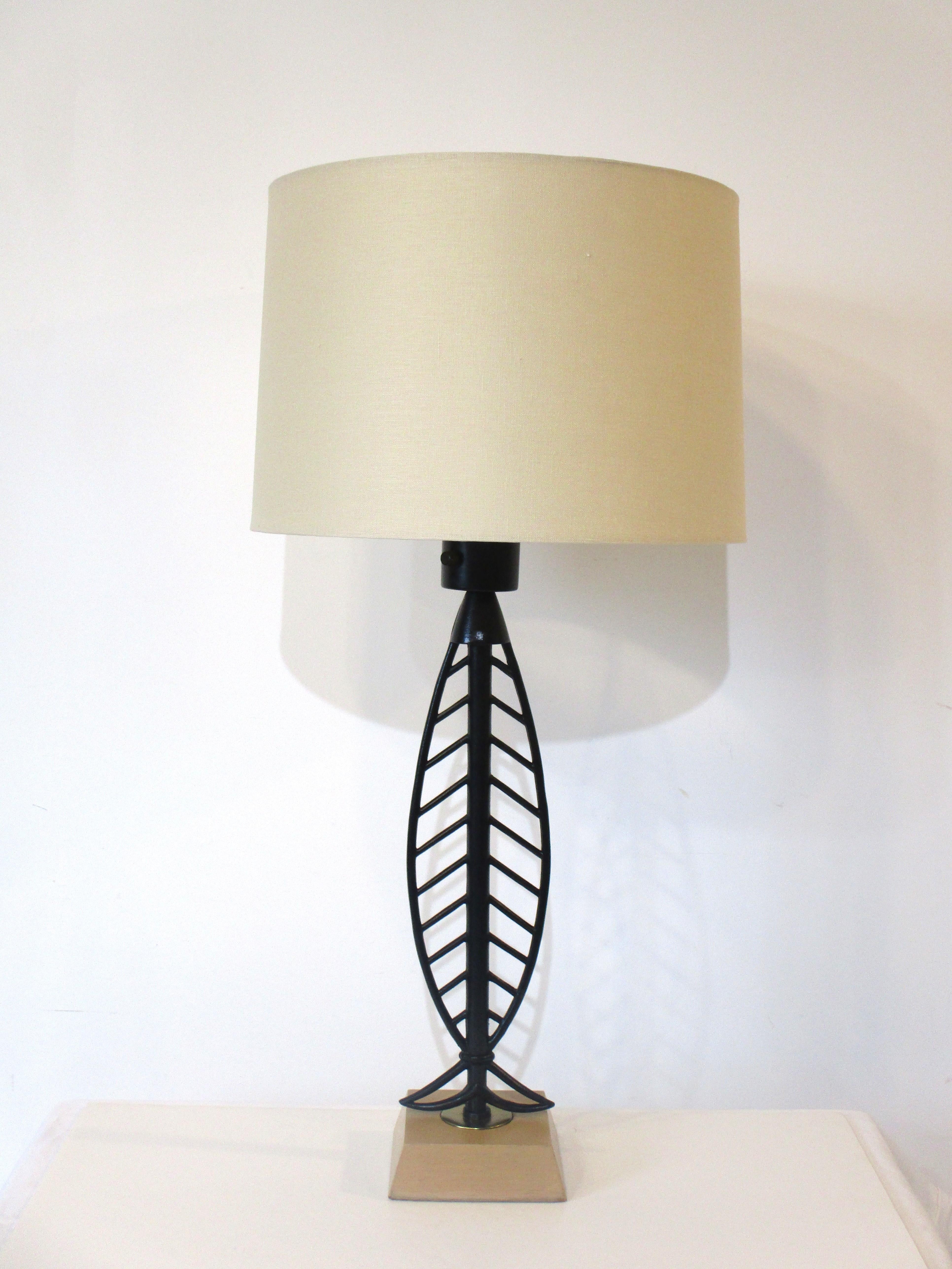 Mid Century Iron Fish Styled Table Lamp in the Style of Weinberg / Heifetz For Sale 2