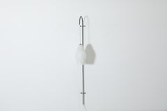 Mid-Century Fishing Pole Style Wall Mounted Lamp with Milk Glass Shade