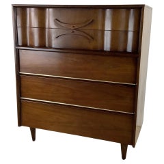 Used Midcentury Five Drawer Highboy Dresser, Bassett Furniture