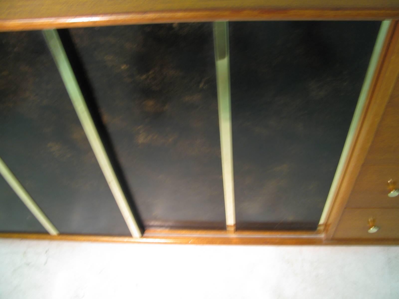 Mid-Century Modern 5 Drawer Dresser 2 Door with Leather Brass Harvey Probber For Sale 1