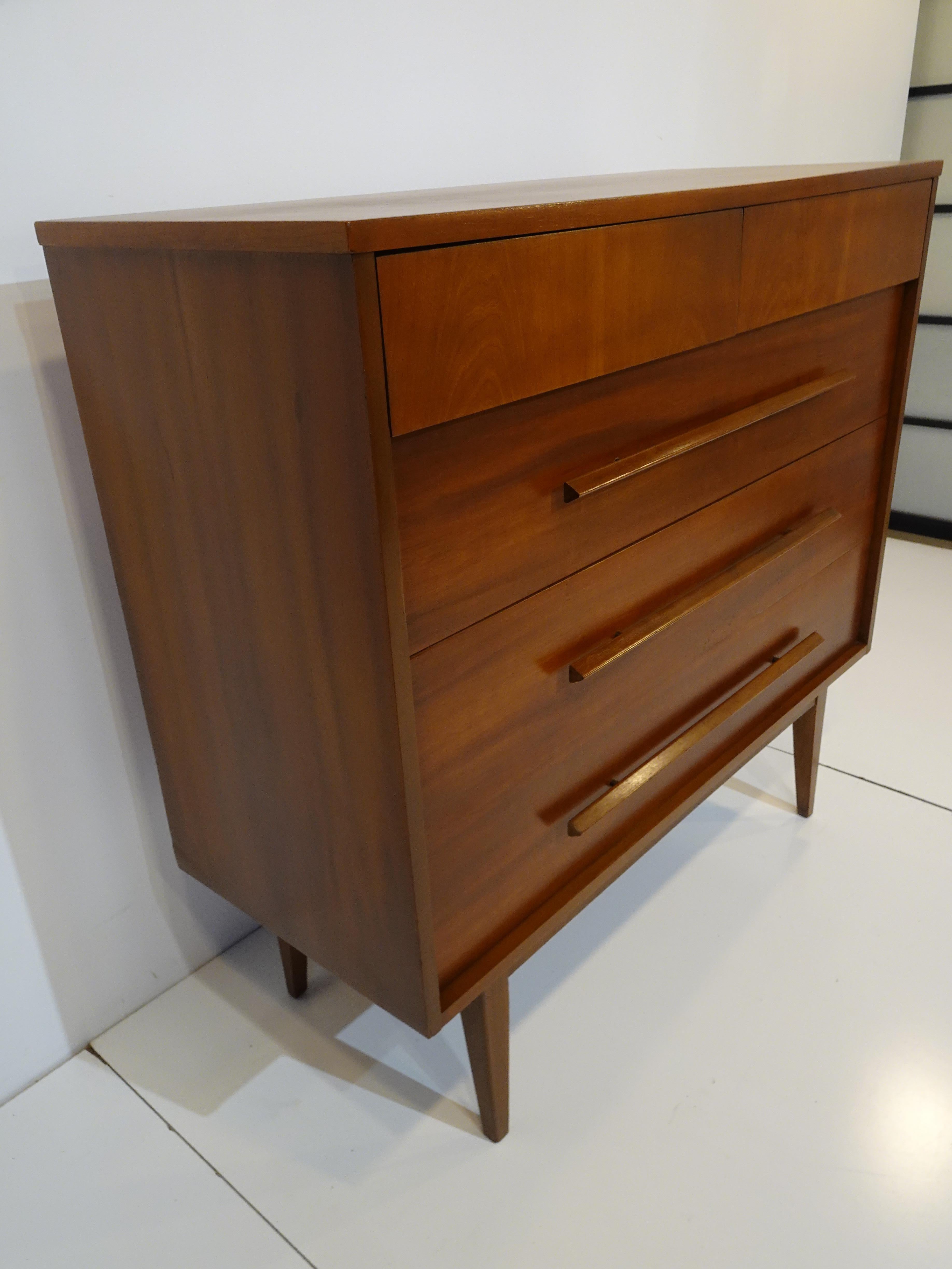 Mid-Century Modern Mid Century Five Drawer Walnut Dresser