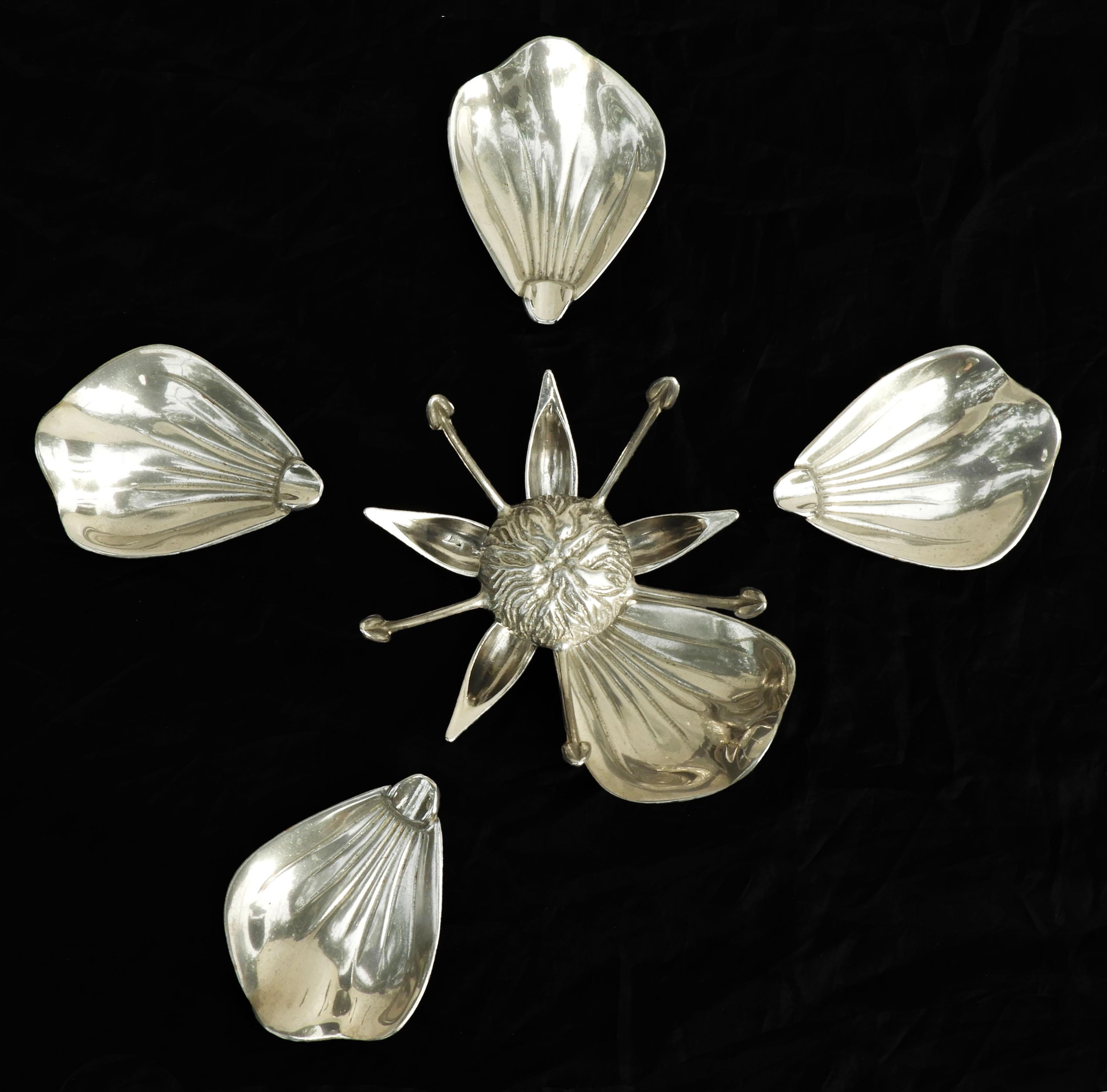 Metal Mid Century Five Petal Flower Ashtray or Catch-all C1960s Italy