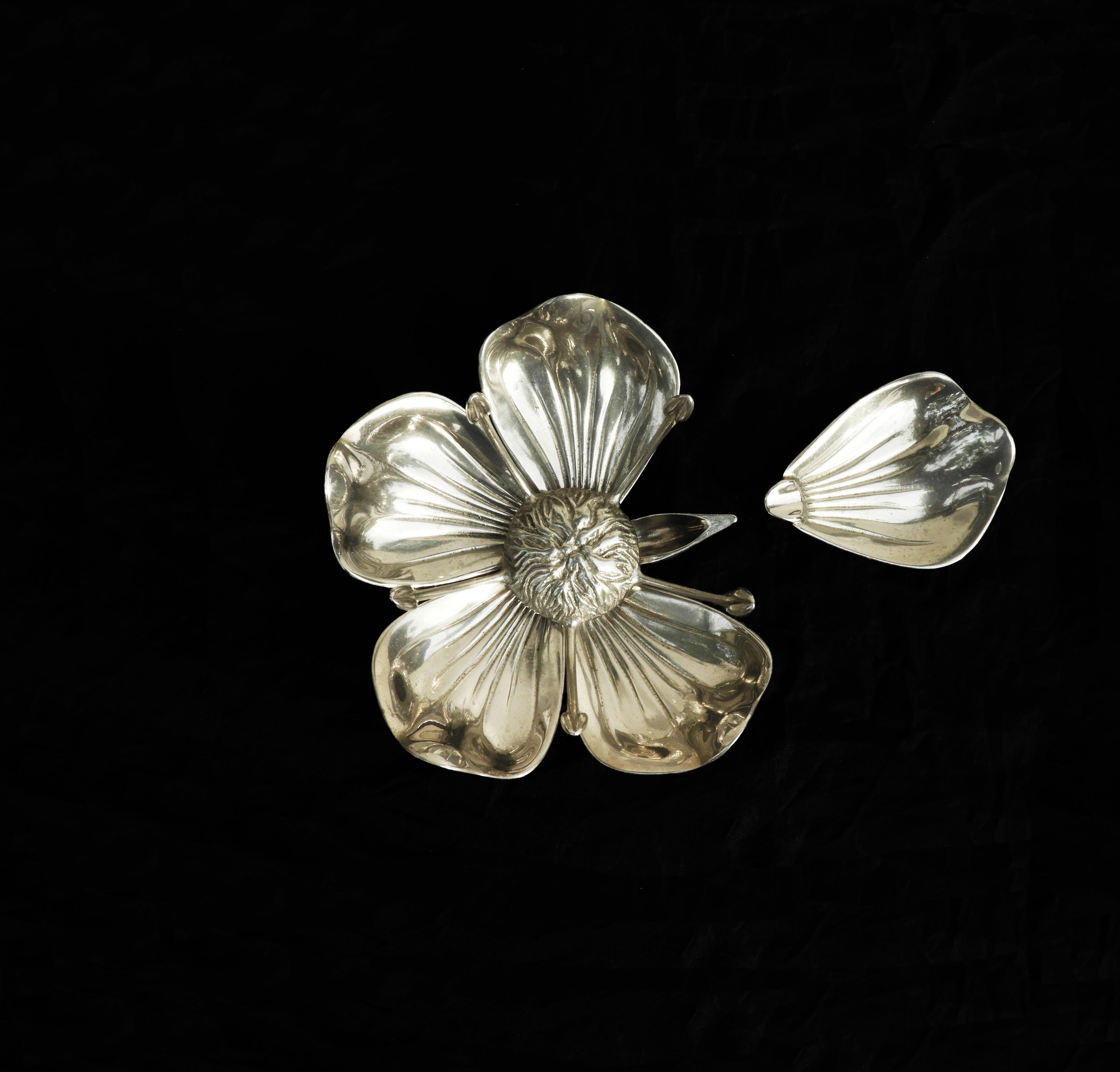 Plated Mid Century Five Petal Flower Gucci Style Ashtray or Catch-all C1960s Italy
