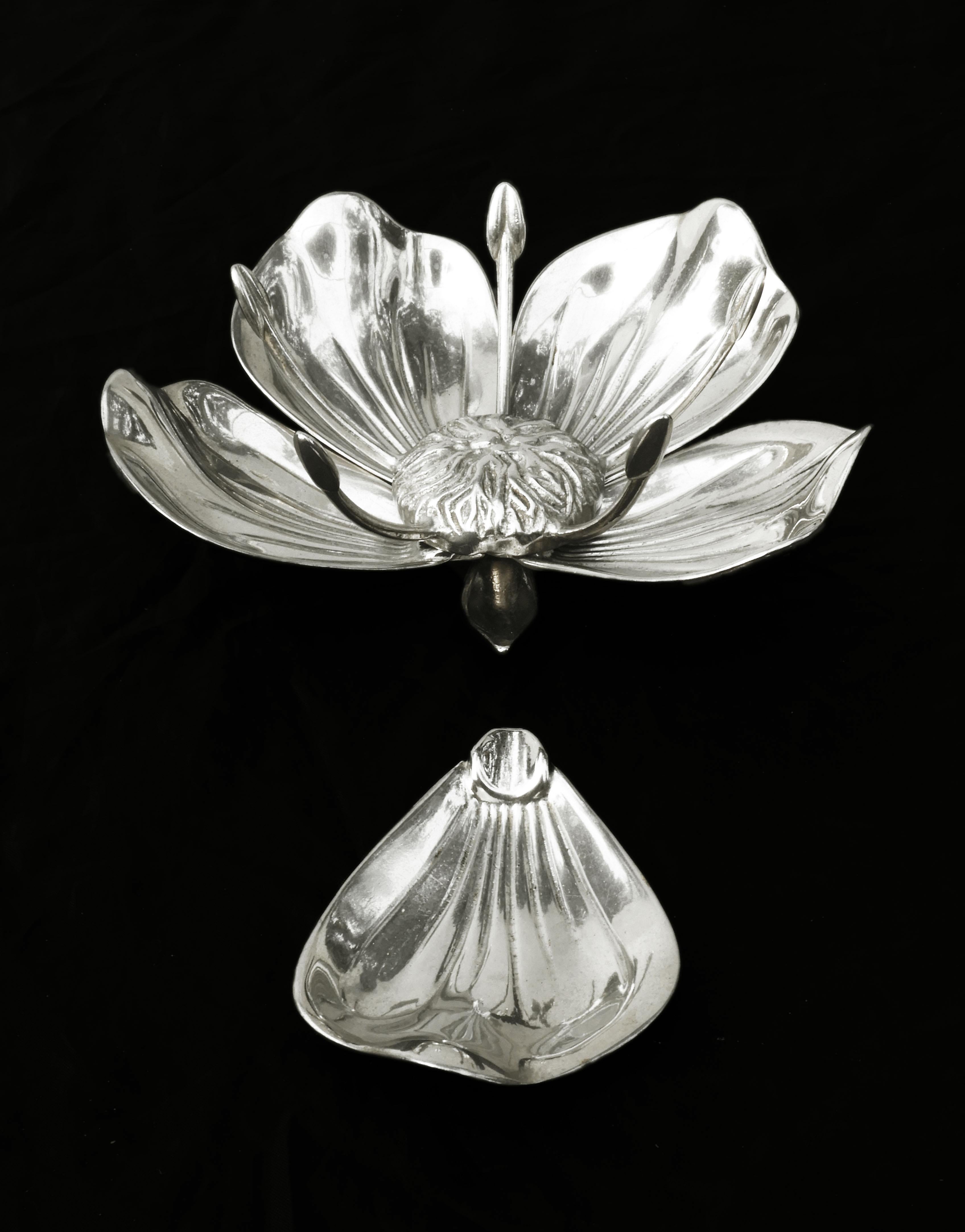Plated Mid Century Five Petal Flower Gucci Style Ashtray or Catch-all C1960s Italy