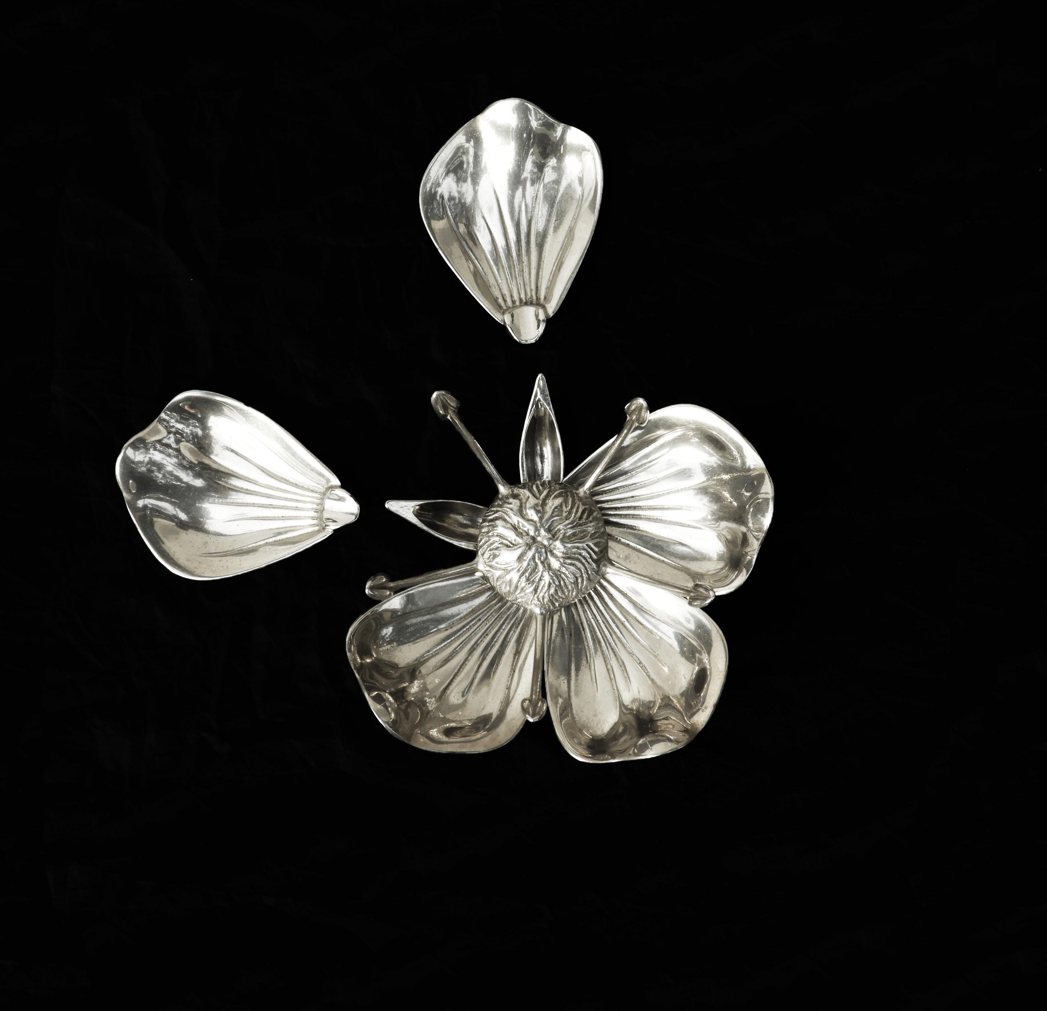 Metal Mid Century Five Petal Flower Gucci Style Ashtray or Catch-all C1960s Italy