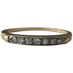Mid-Century Five Stone Diamond Two-Tone Wedding Band
