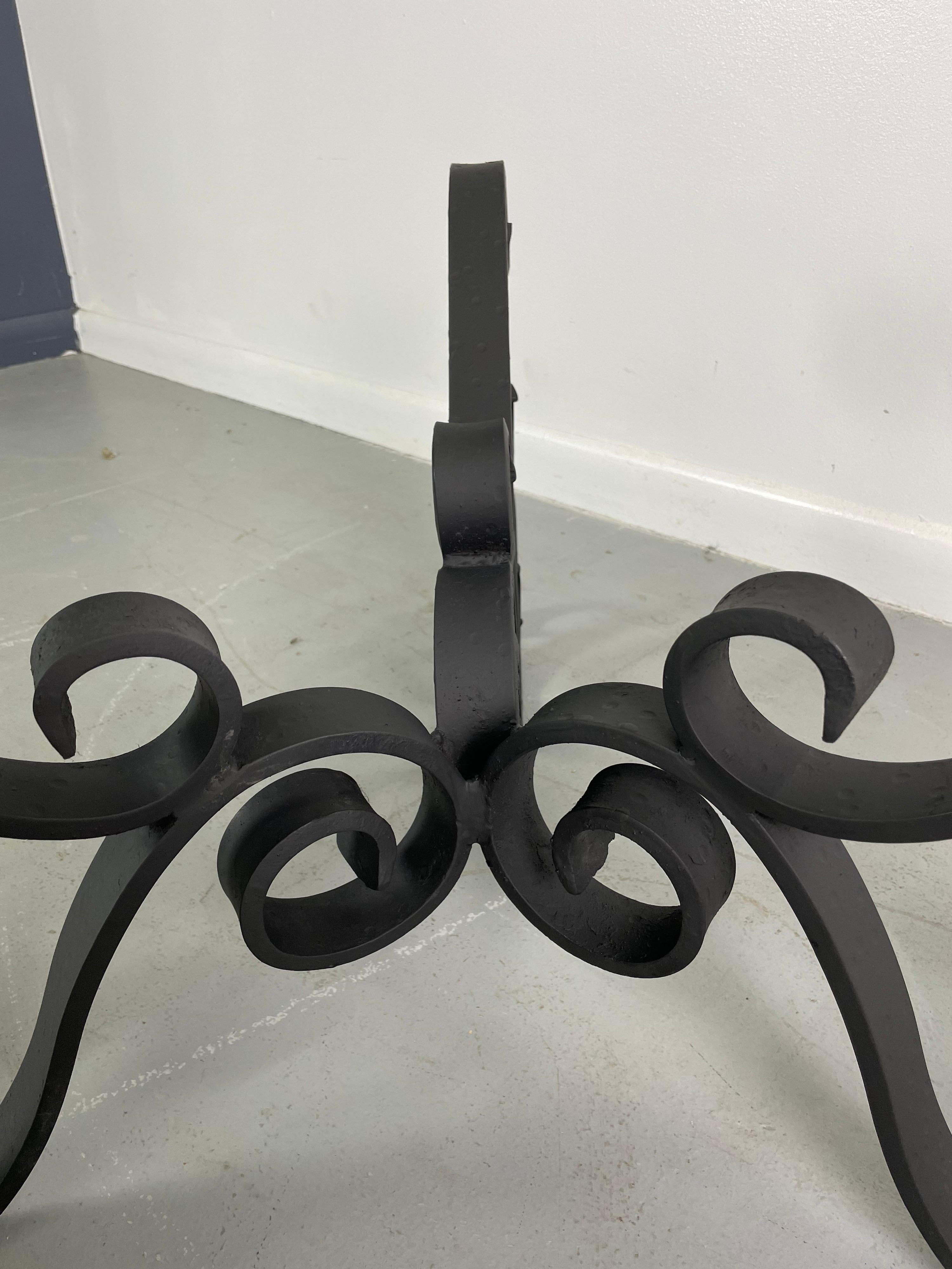 European Mid Century Flamboyant French Iron Round Scroll Cocktail or Coffee Table