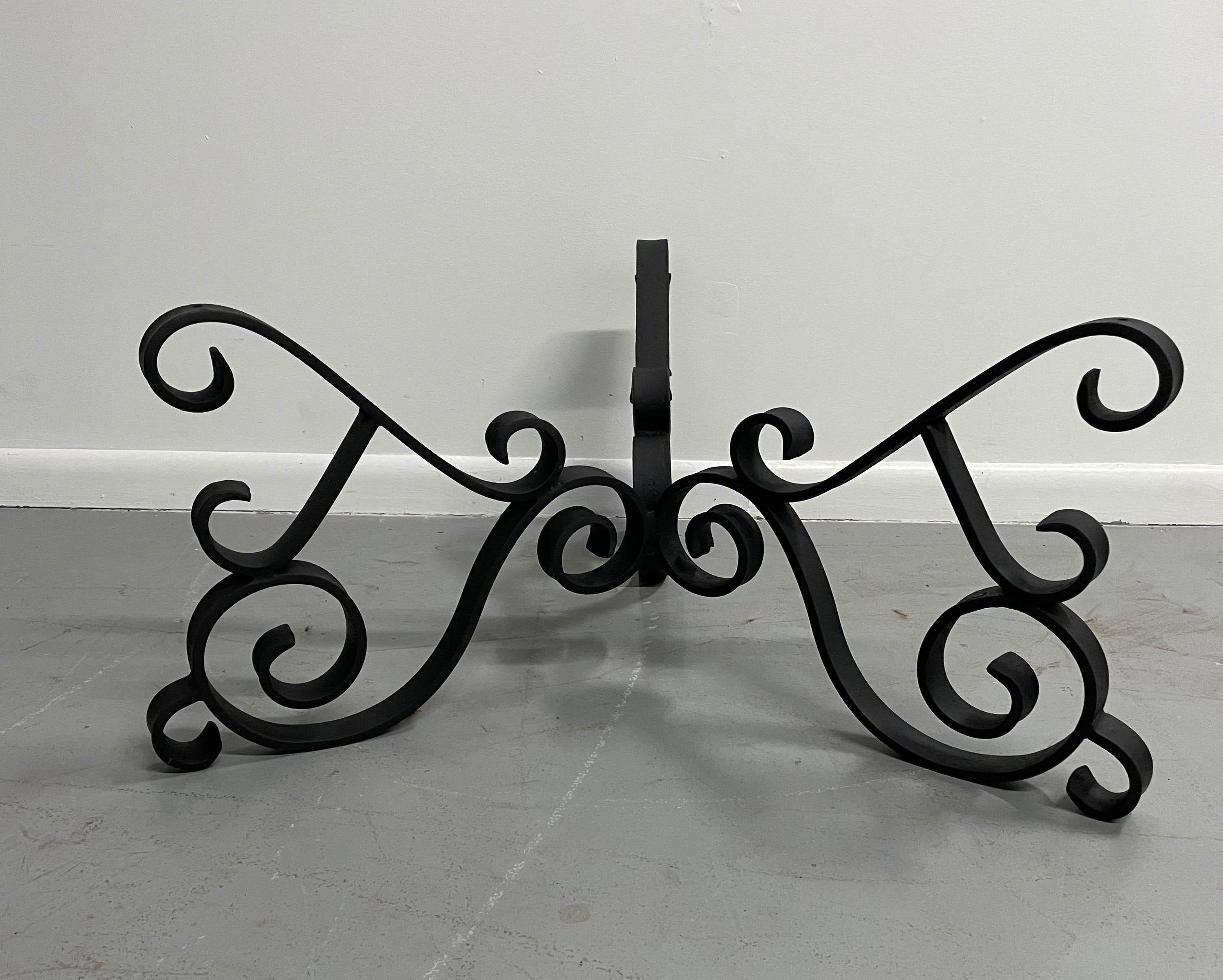 20th Century Mid Century Flamboyant French Iron Round Scroll Cocktail or Coffee Table