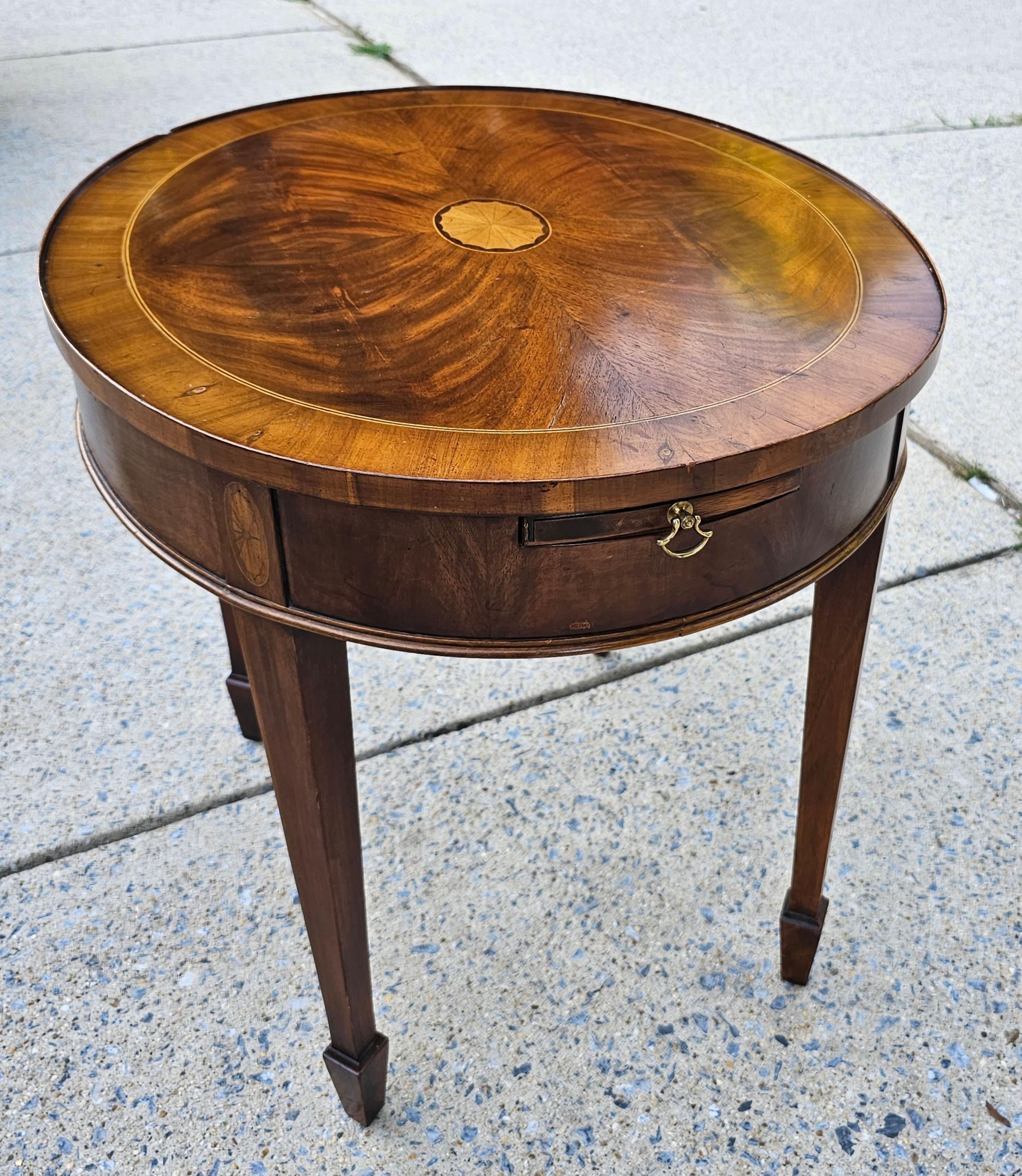 Mid-Century Modern Mid-Century Flame Mahogany Oval Gueridon Table With Pull-Out Tray For Sale
