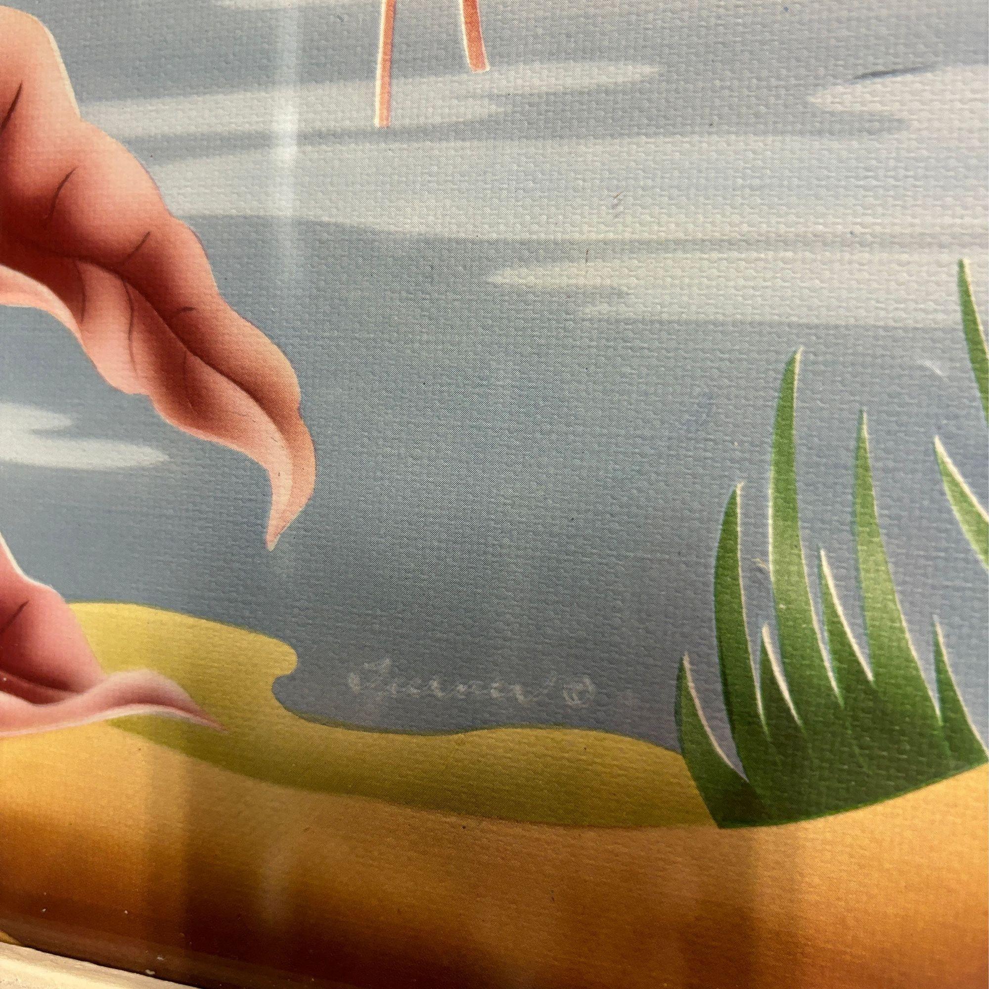 Mid Century Flamingo Lithograph Print by Turner in Mirror Frame 1