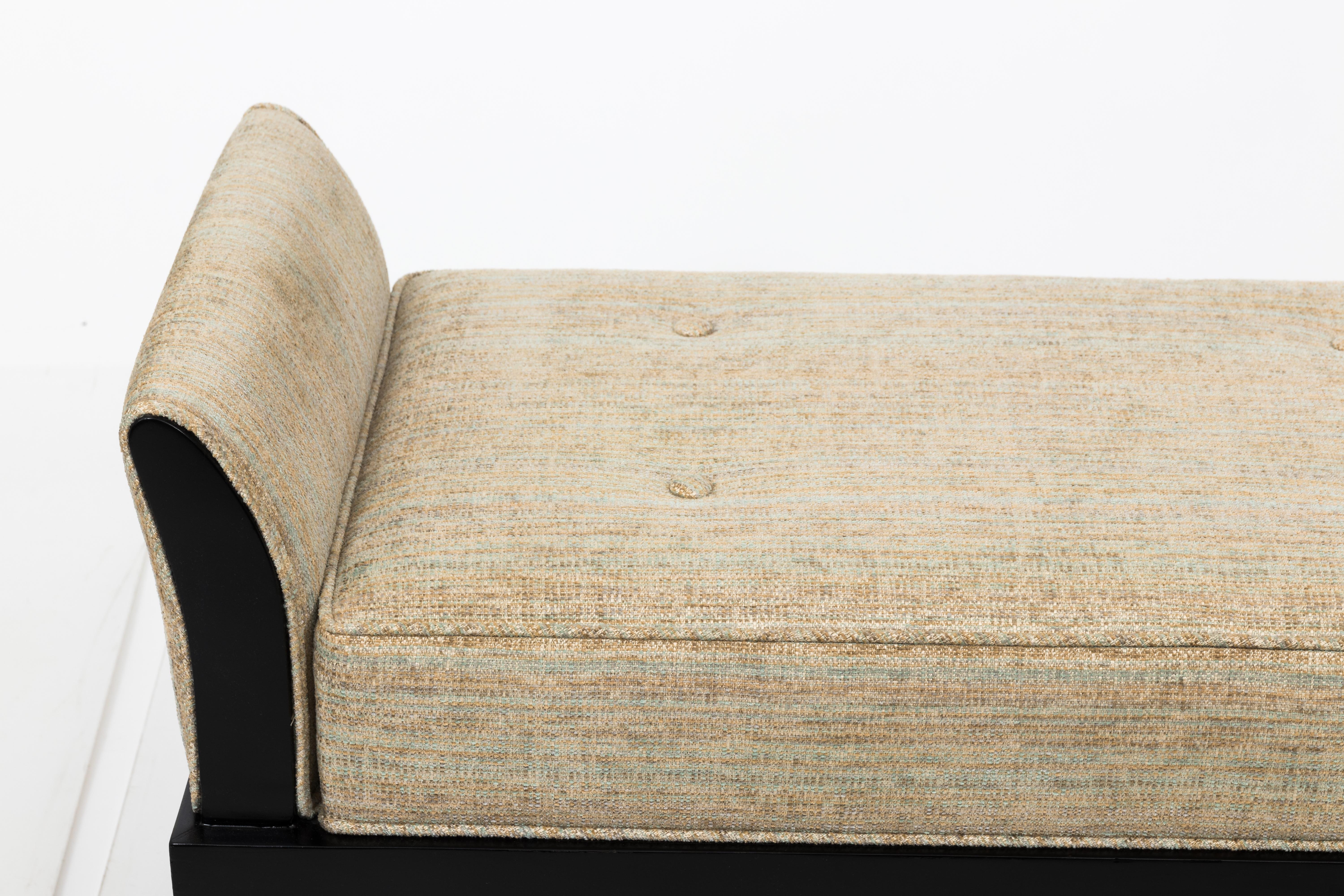 Ebonized Mid Century Flared Armed Bench