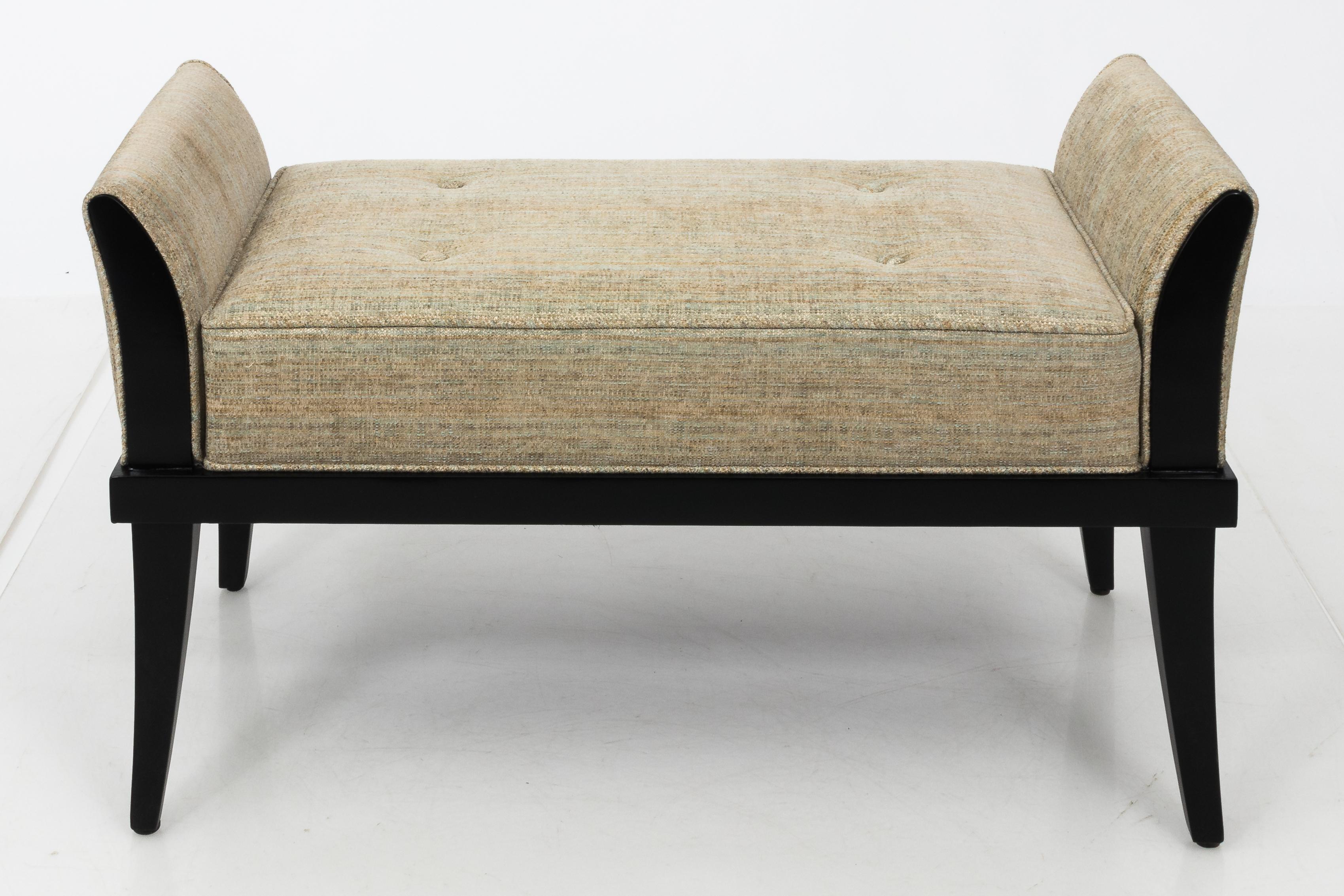 Mid Century Flared Armed Bench In Good Condition In New York, NY